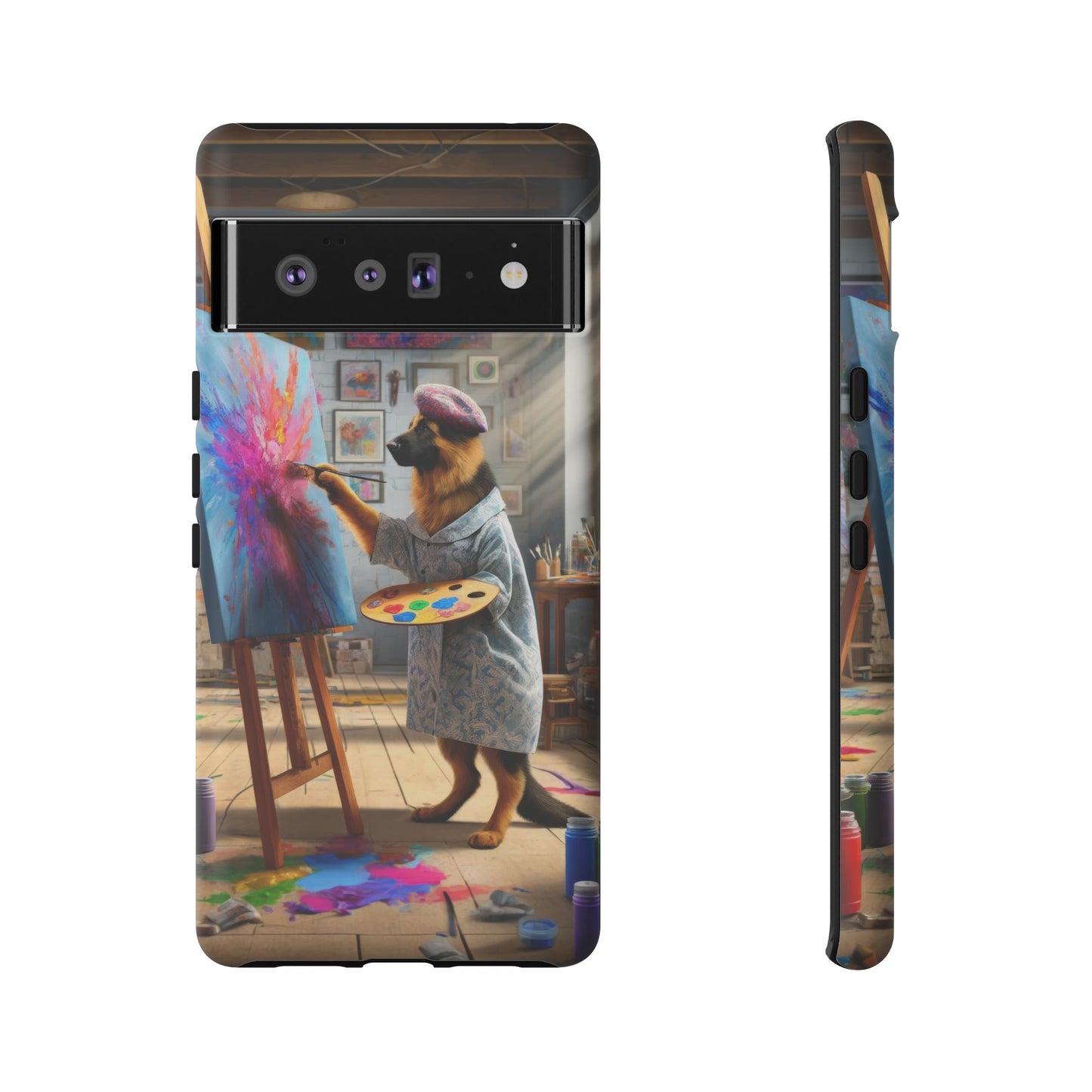 German Shepherd Painting on a Canvas Phone Case