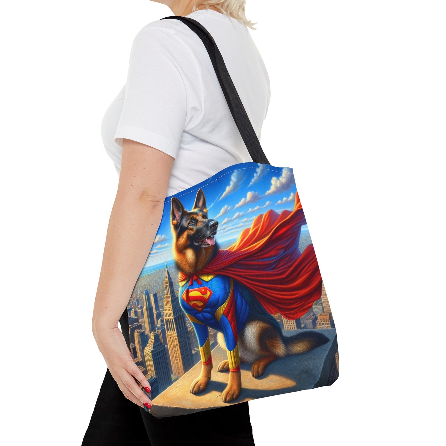 German Shepherd Superhero Tote Bag