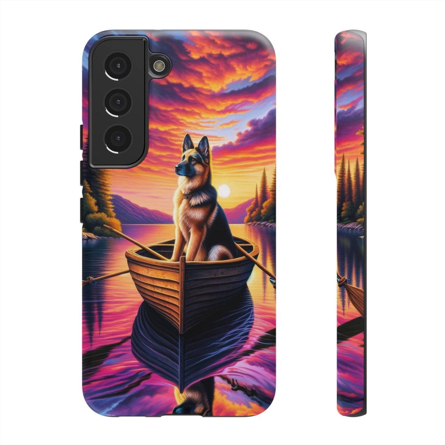 German Shepherd Rowing a boat Phone Case