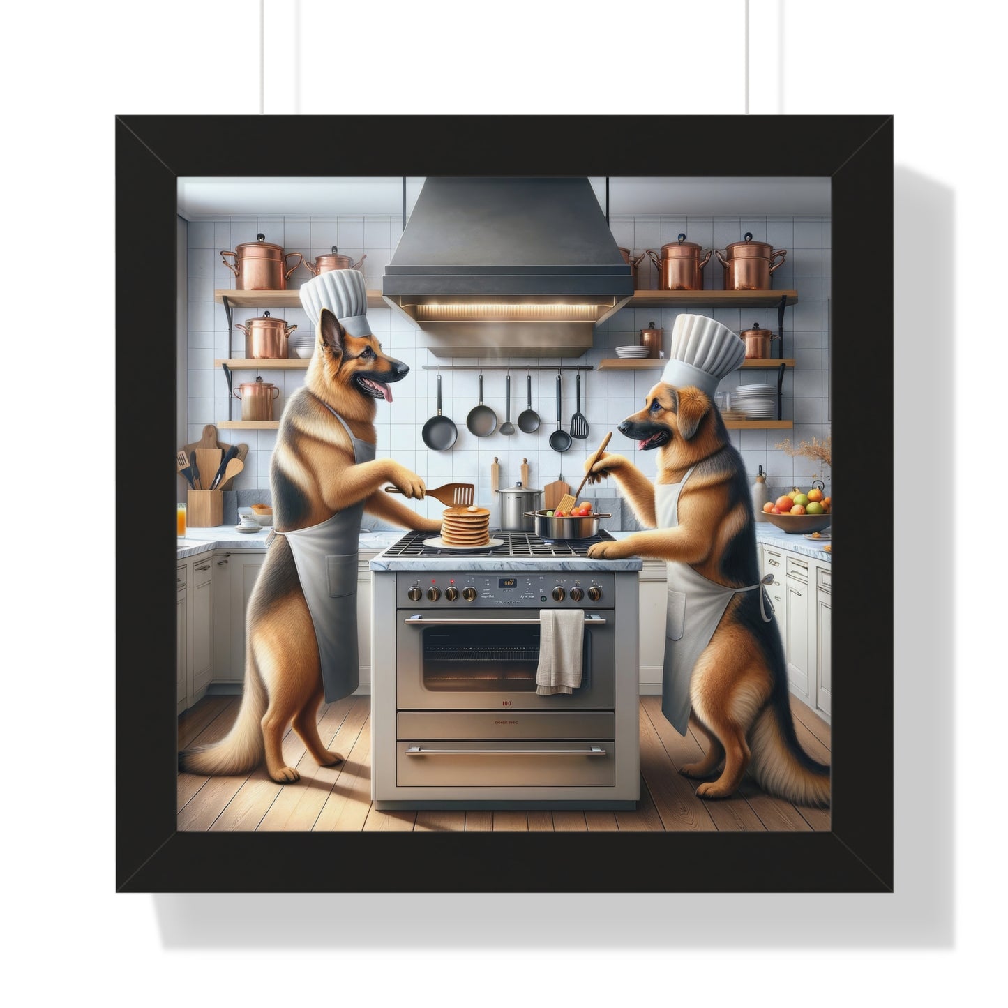 Cooking German Shepherds Framed Poster Painting 16x16