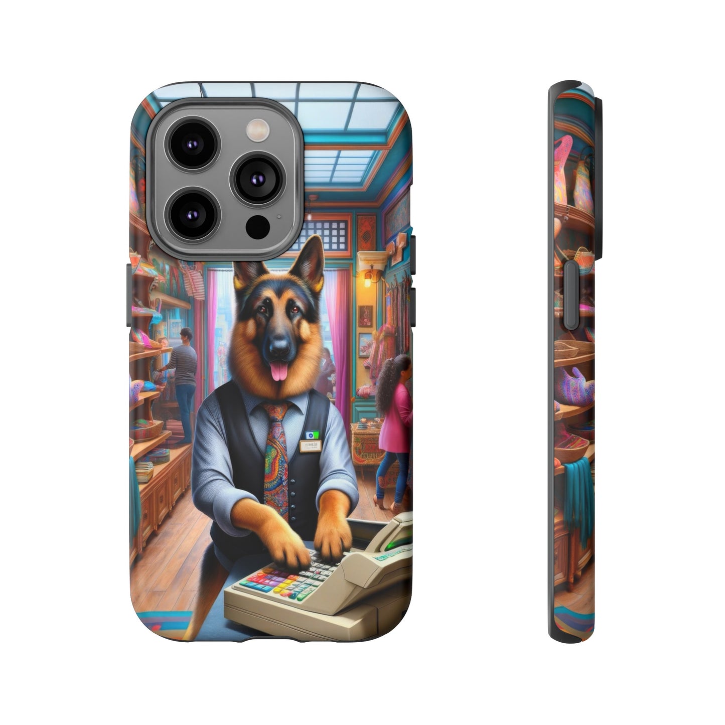 German Shepherd Operating a Cash Register Phone Case