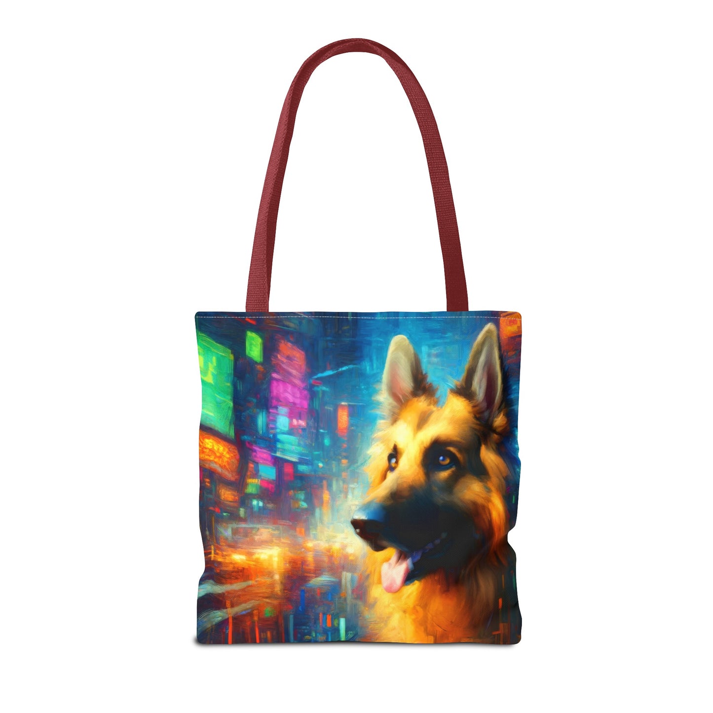 Impressionism meets cyberpunk German Shepherd Tote Bag