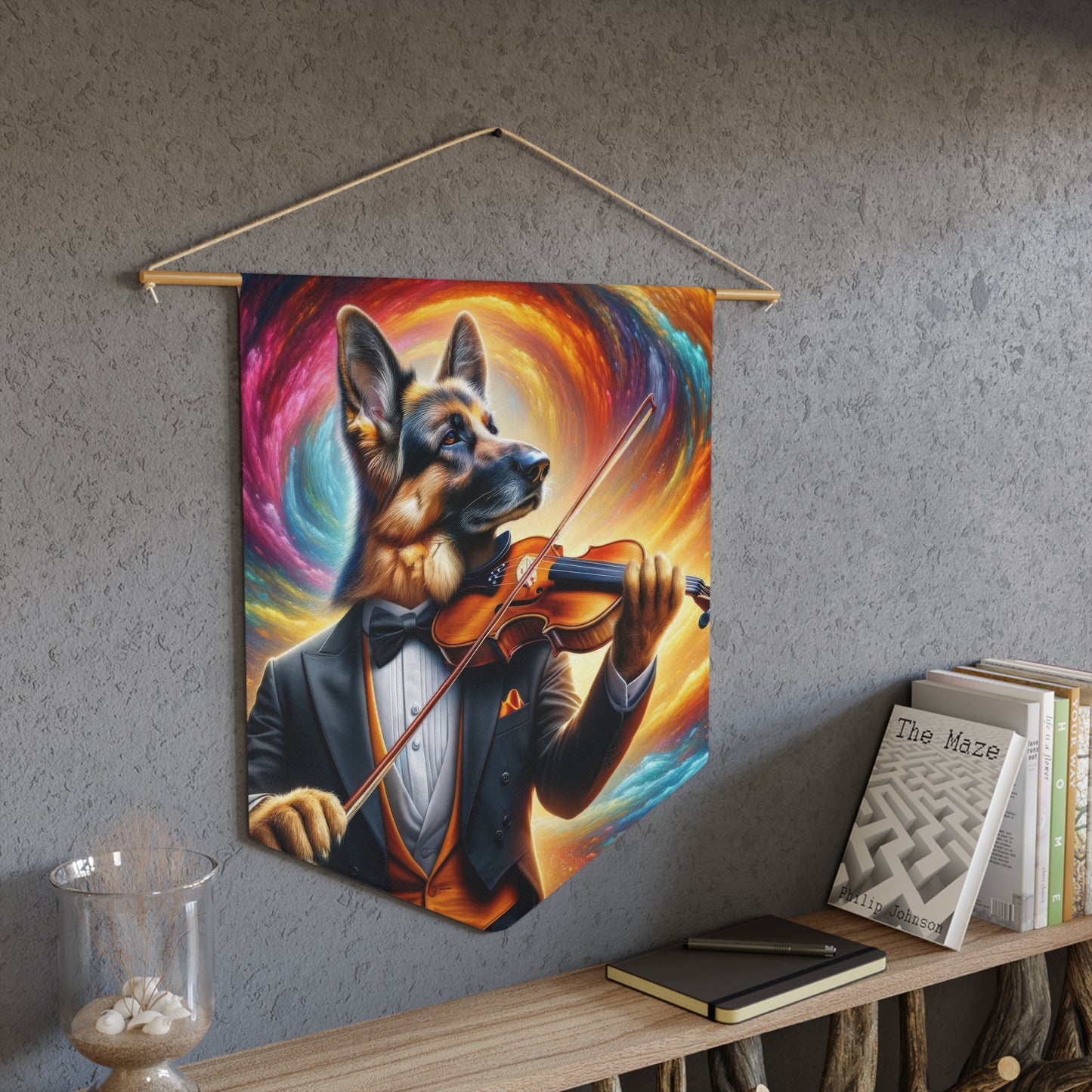 German Shepherd Playing the Violin Pennant