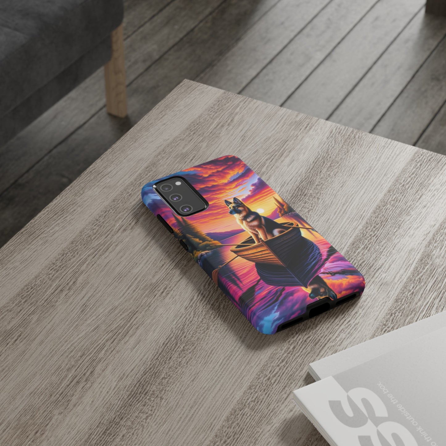 German Shepherd Rowing a boat Phone Case