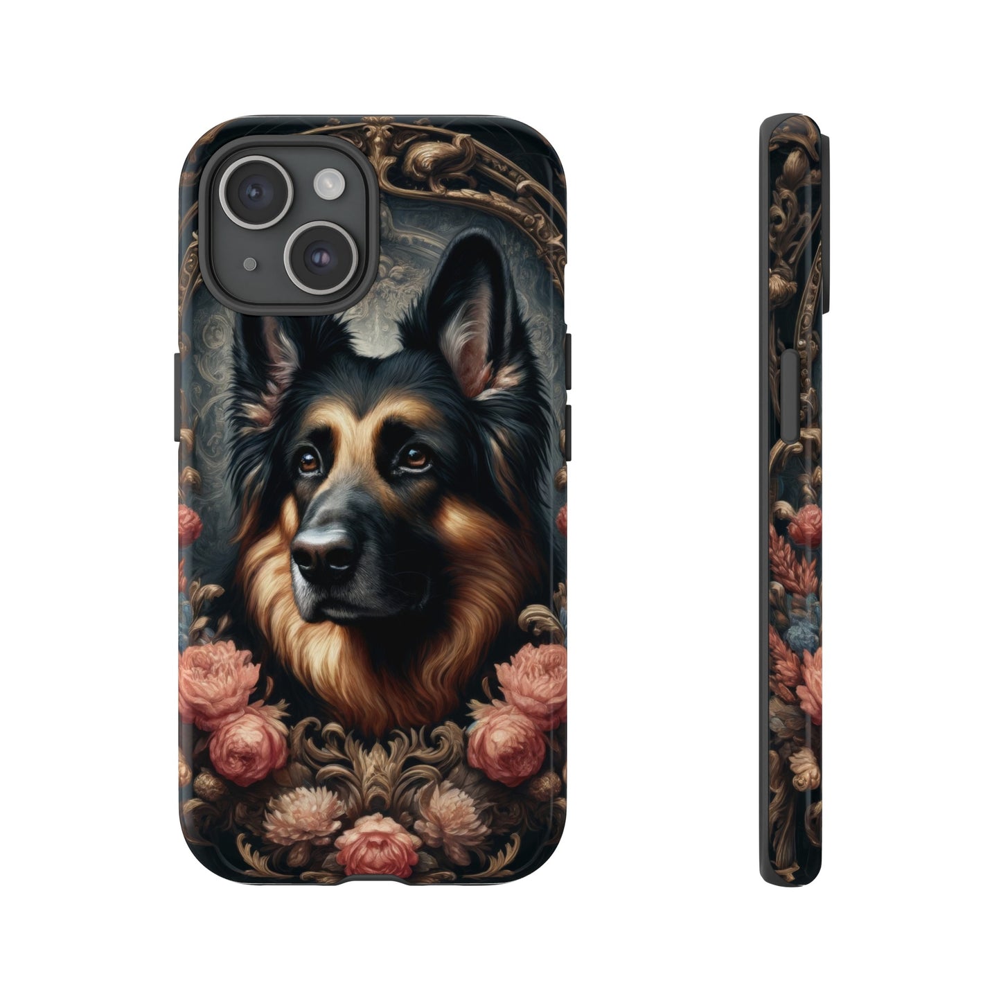 Gothic, high angle German Shepherd Phone Case