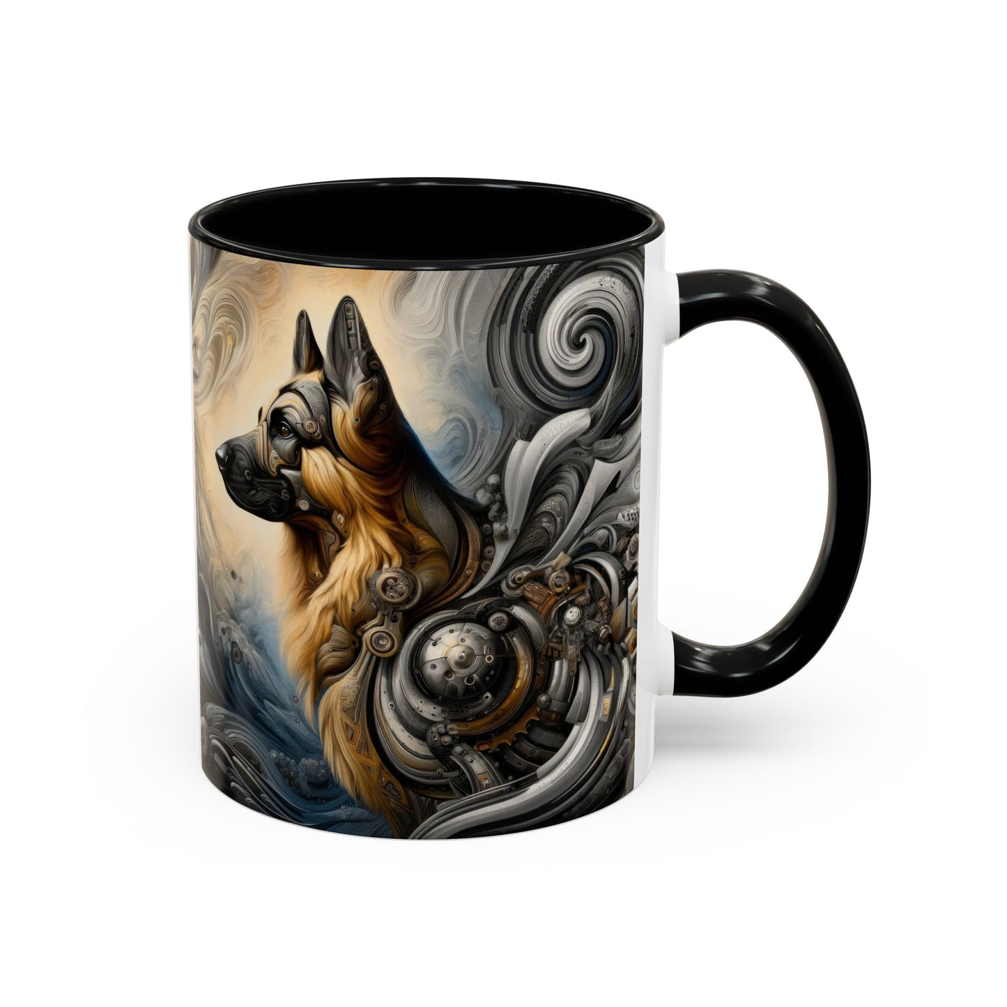 Byzantine, charcoal, and cybernetic German Shepherd Coffee Mug