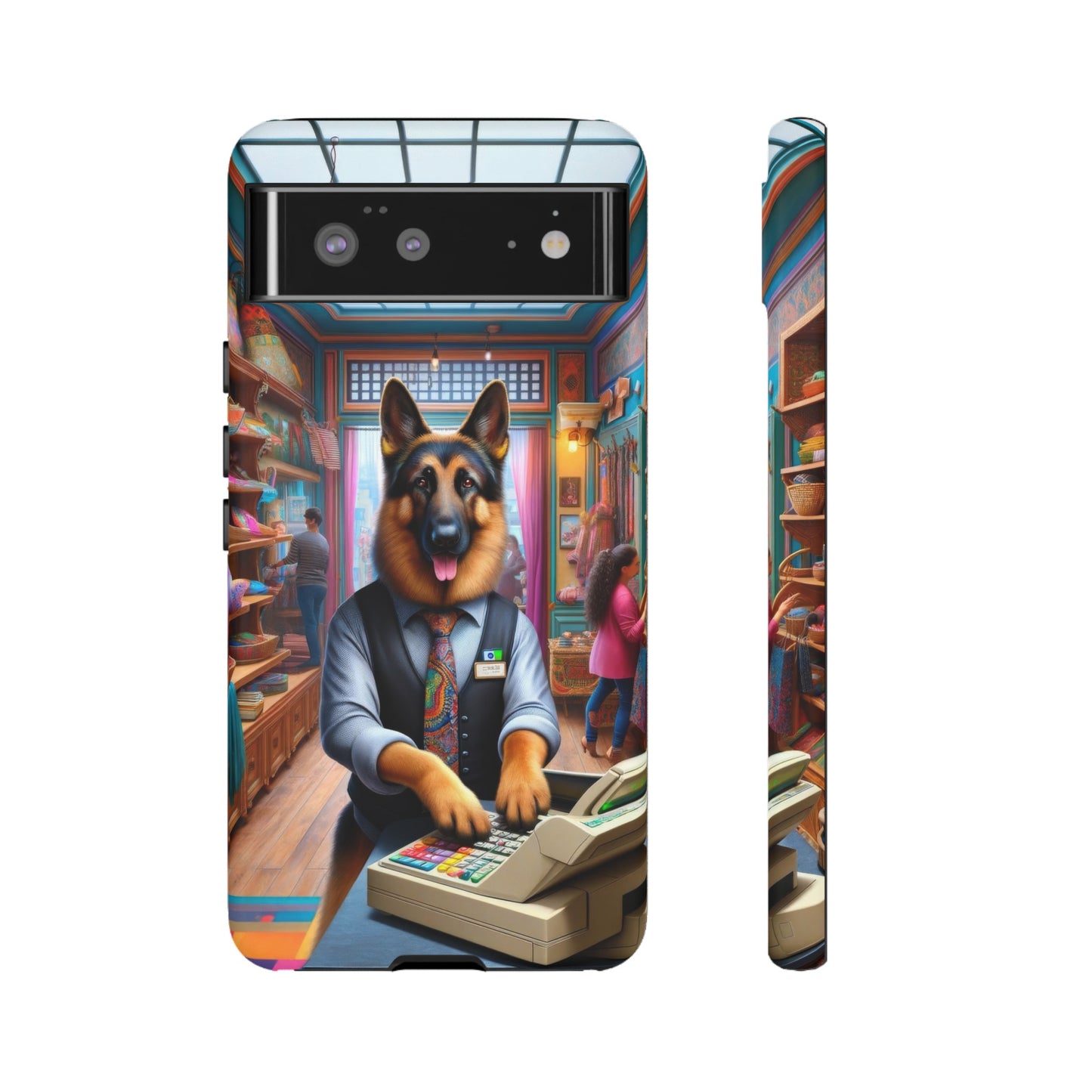 German Shepherd Operating a Cash Register Phone Case