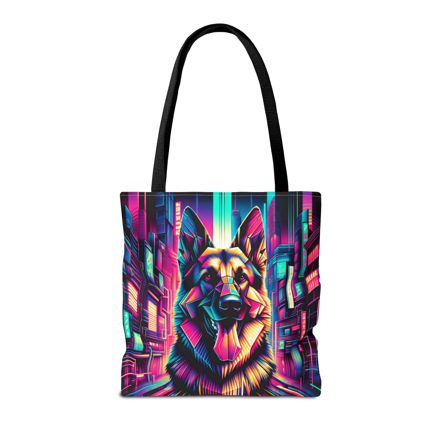 Glitch art German Shepherd Tote Bag