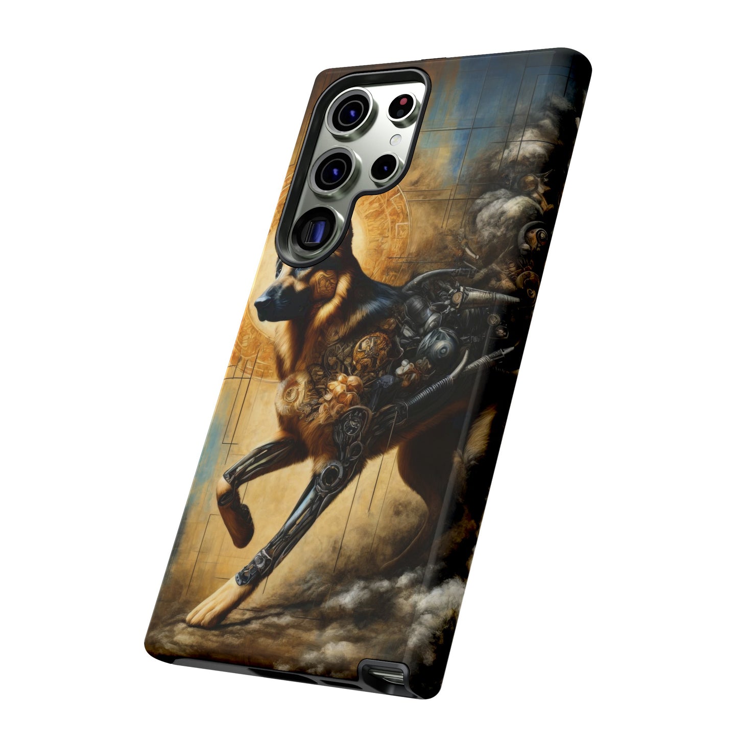 Byzantine, charcoal, and cybernetic German Shepherd Phone Case