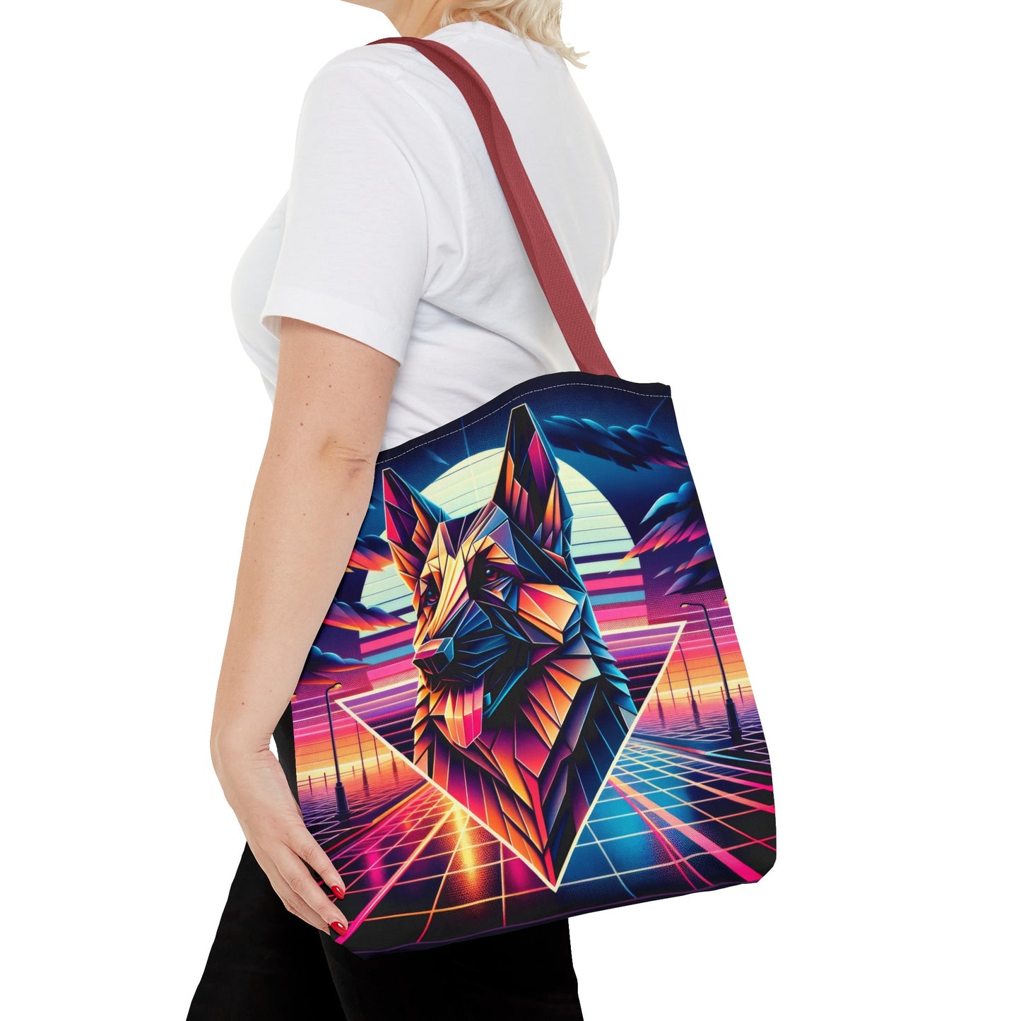 Origami and polyart German Shepherd Tote Bag