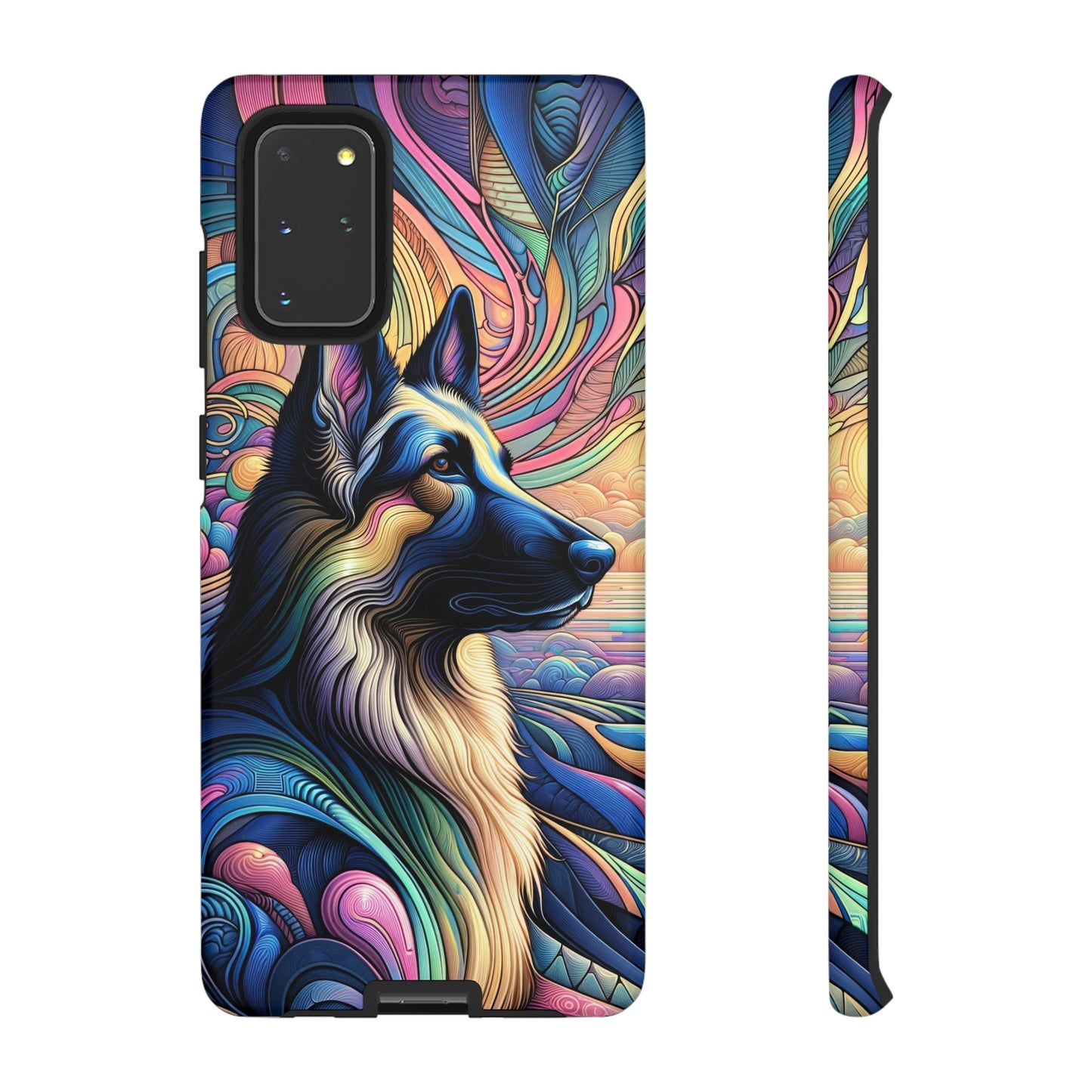 Art nouveau and vaporwave German Shepherd Phone Case