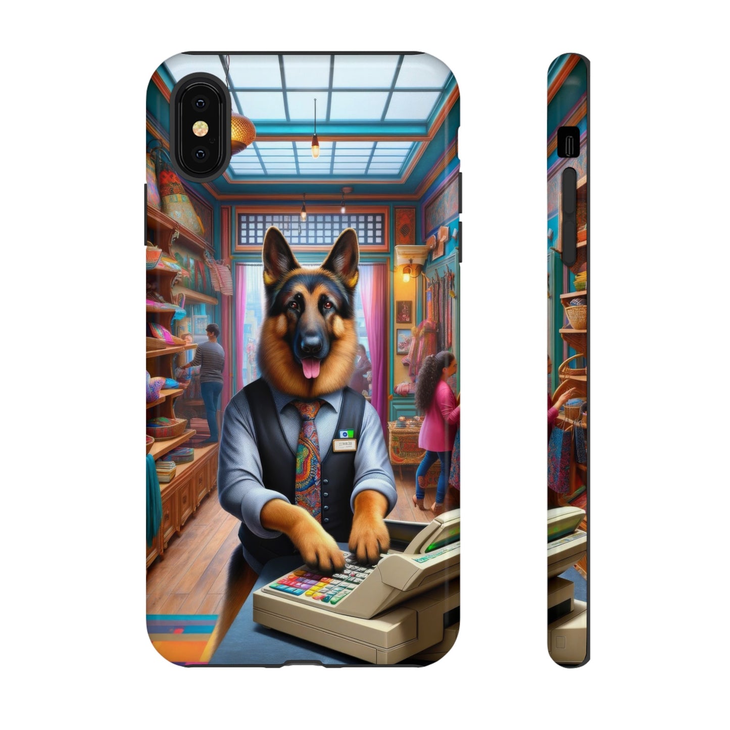 German Shepherd Operating a Cash Register Phone Case