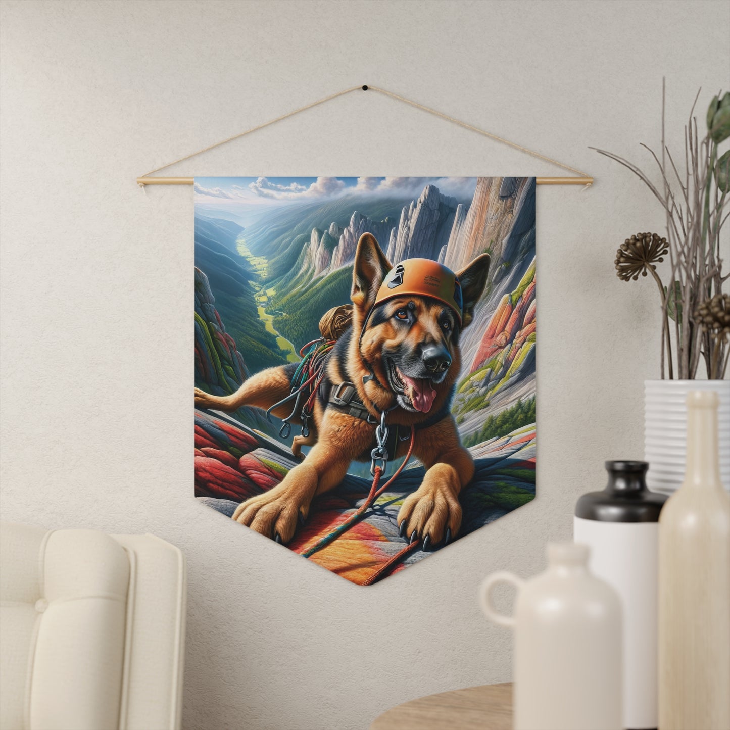 German Shepherd Rock climbing Pennant