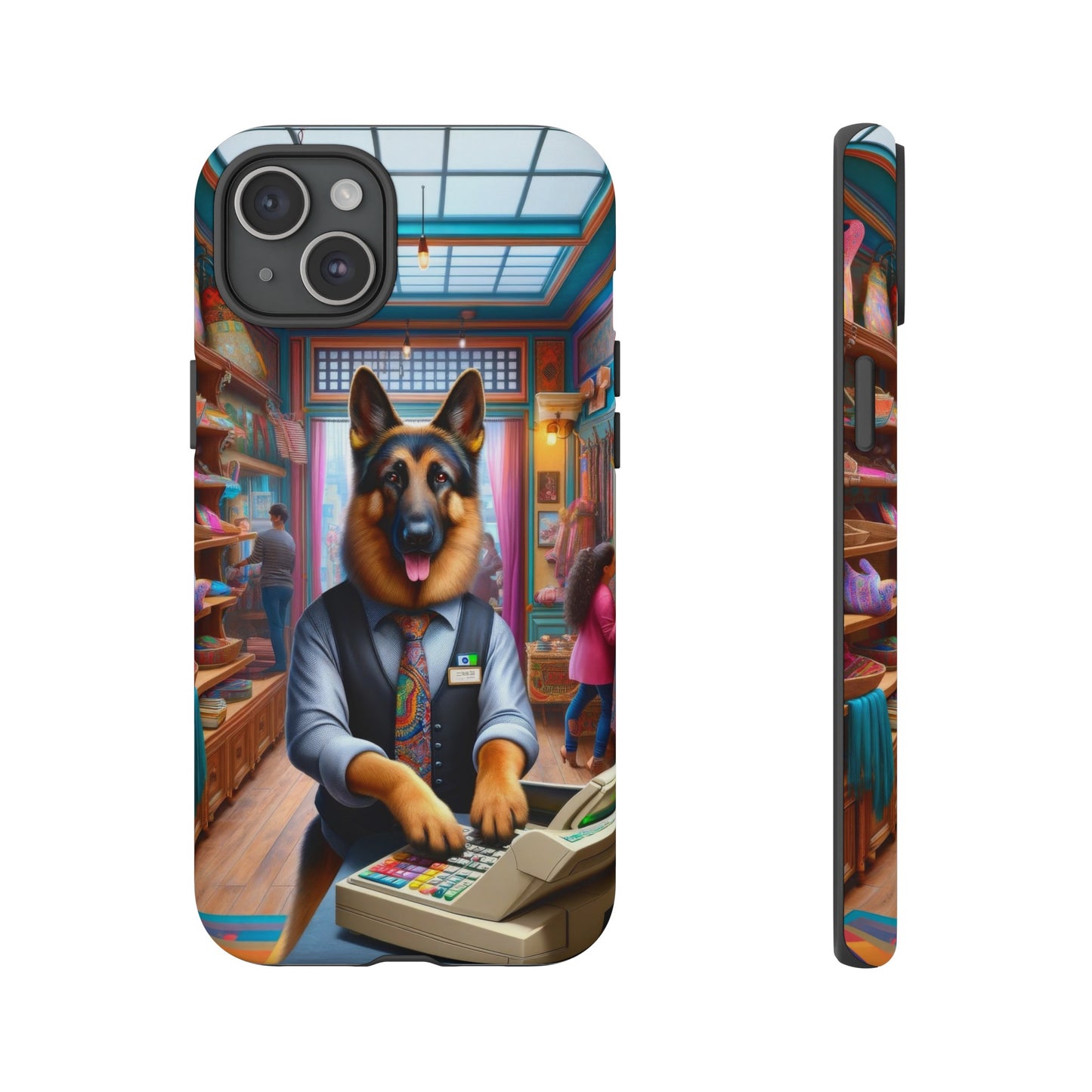 German Shepherd Operating a Cash Register Phone Case