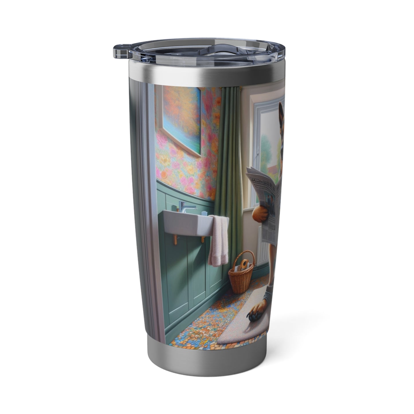 German Shepherd using a toilet 20oz Tumbler