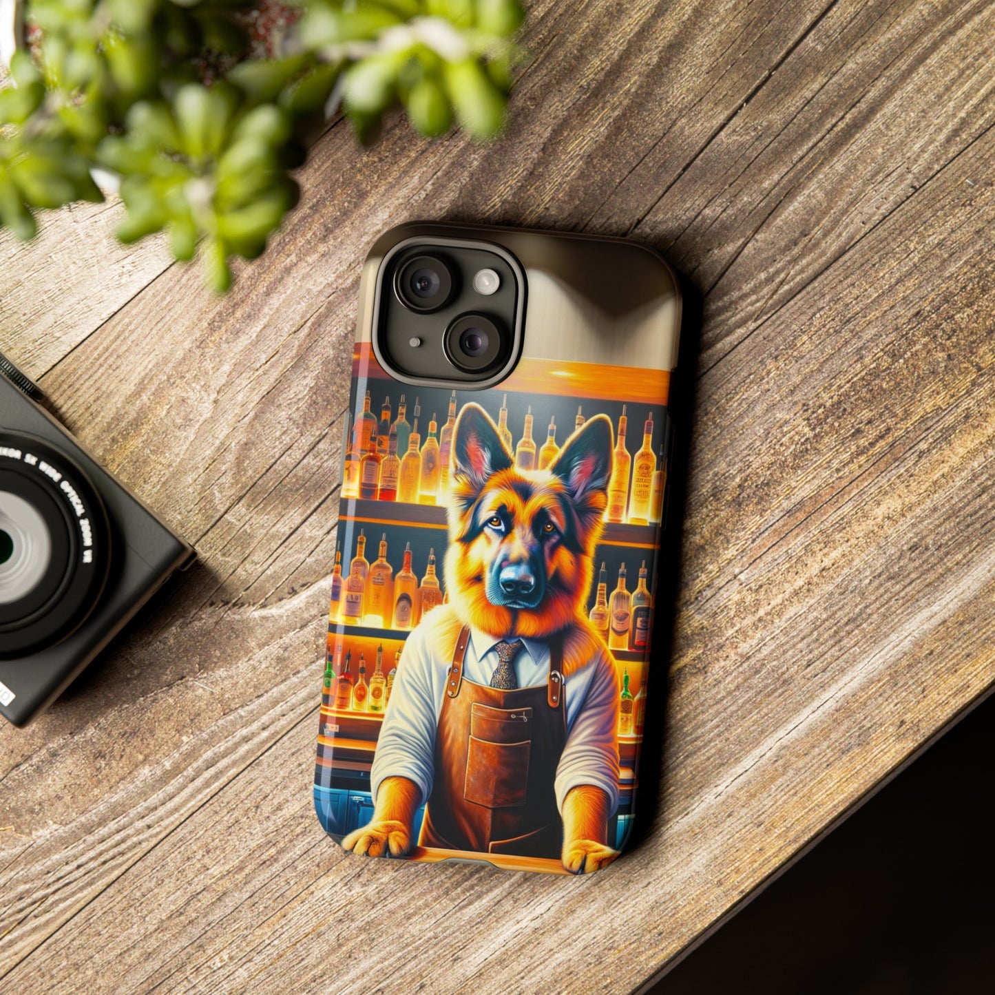 German Shepherd Tending a Bar Phone Case