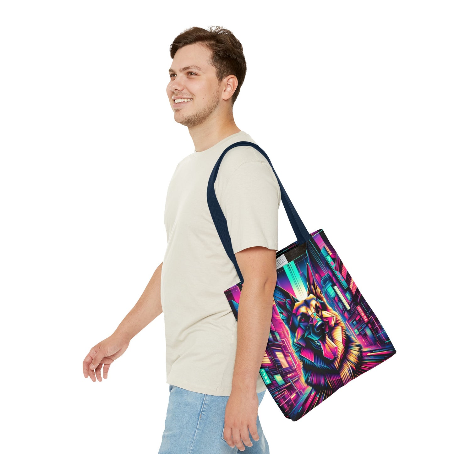 Glitch art German Shepherd Tote Bag