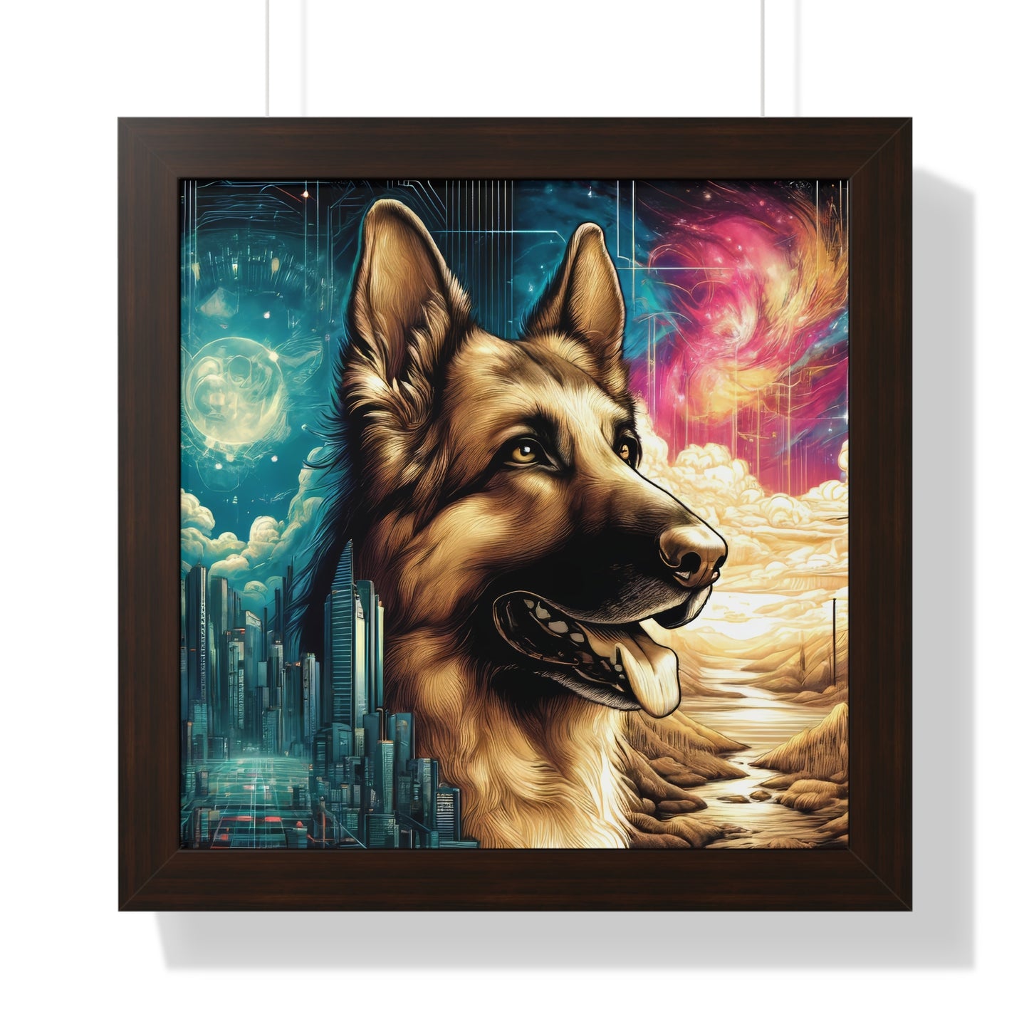 Dreamy fantasy German Shepherd Canvas Painting 16x16