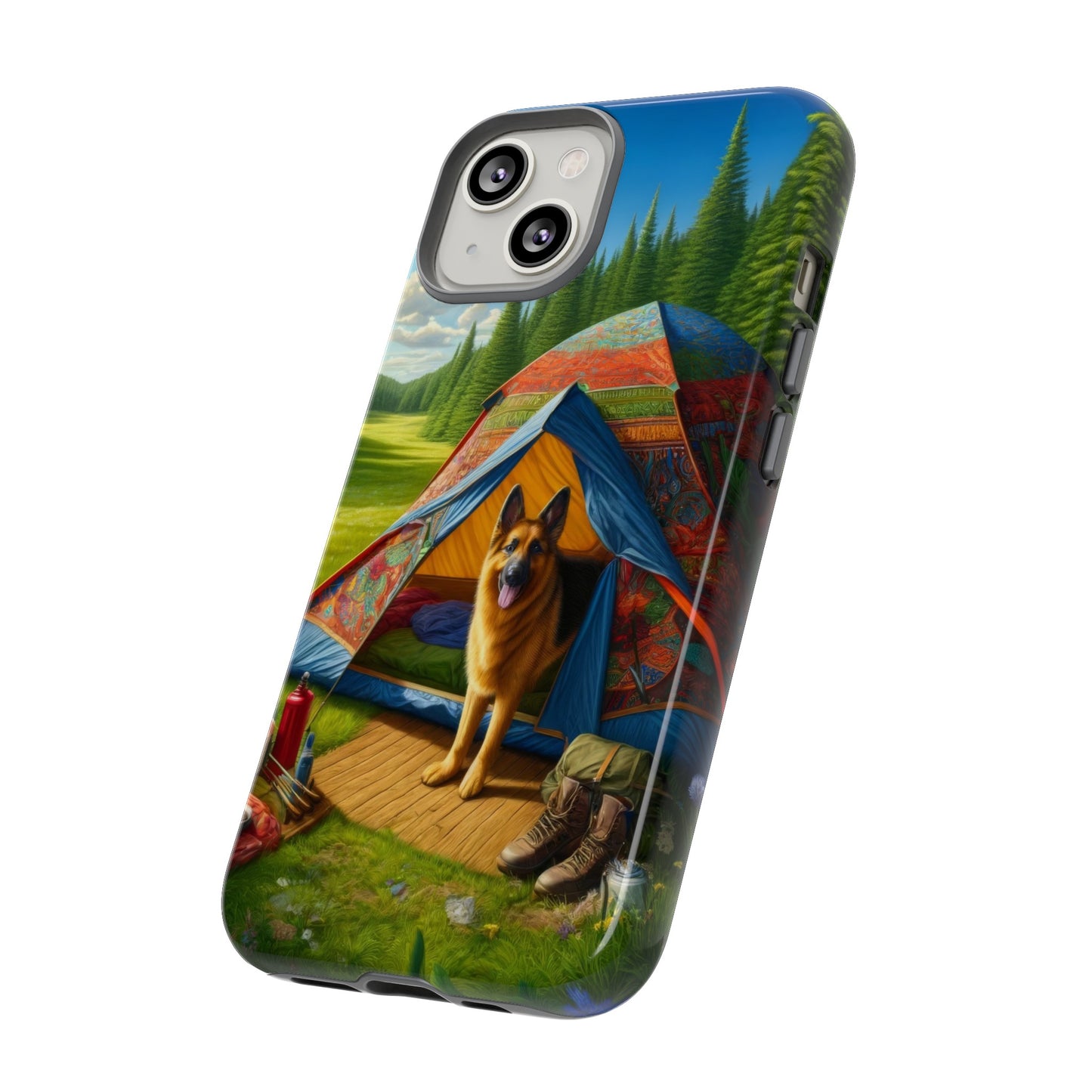 German Shepherd Camping  Phone Case