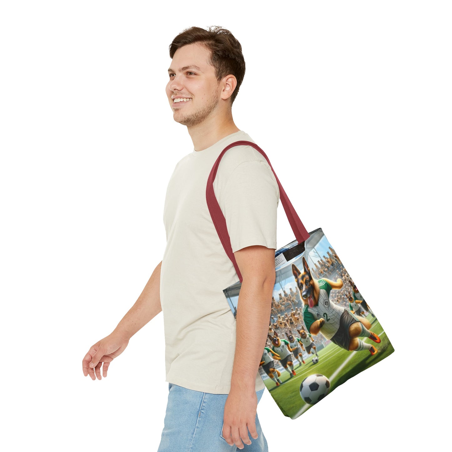 German Shepherd Playing Soccer Tote Bag