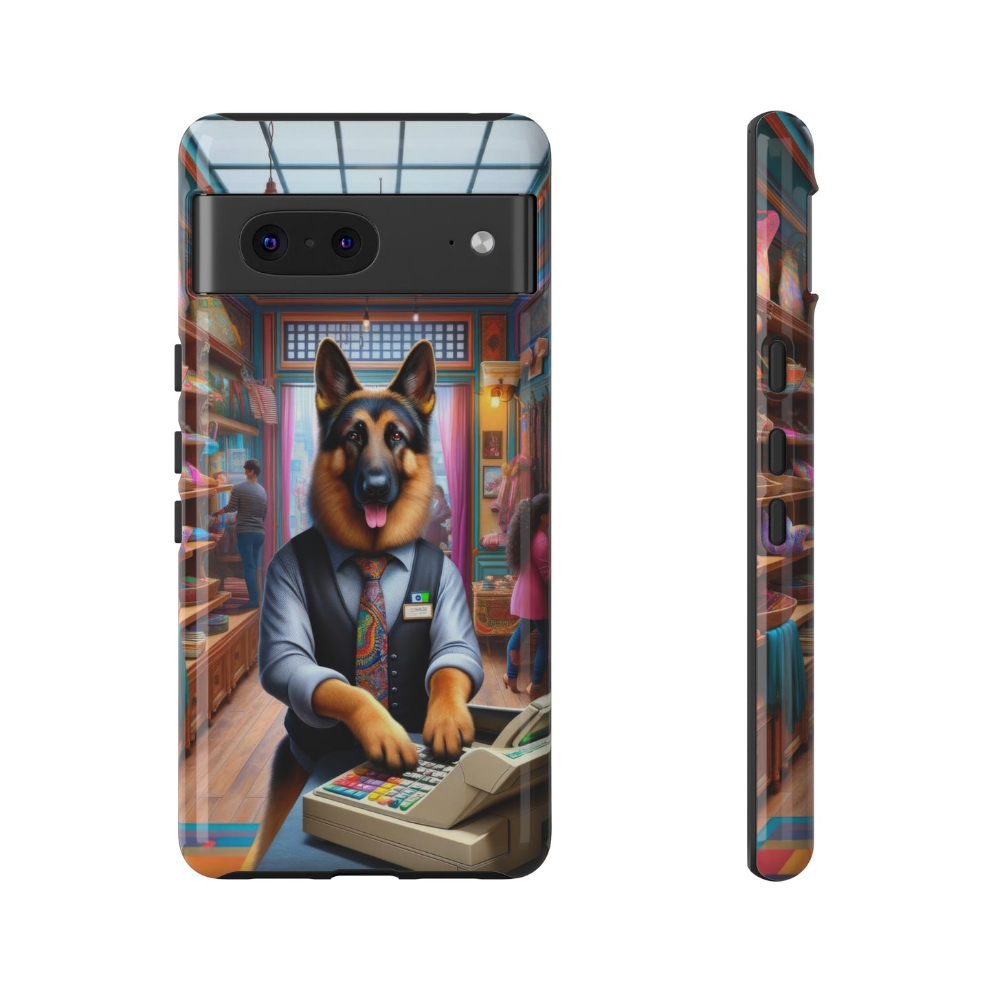 German Shepherd Operating a Cash Register Phone Case