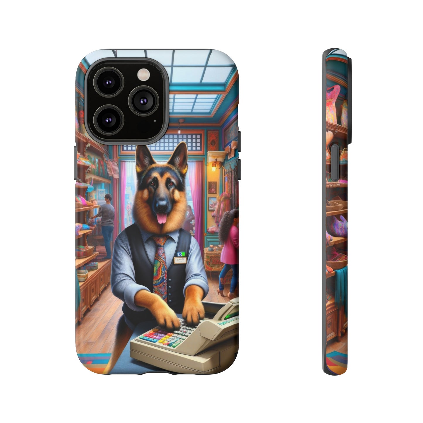German Shepherd Operating a Cash Register Phone Case