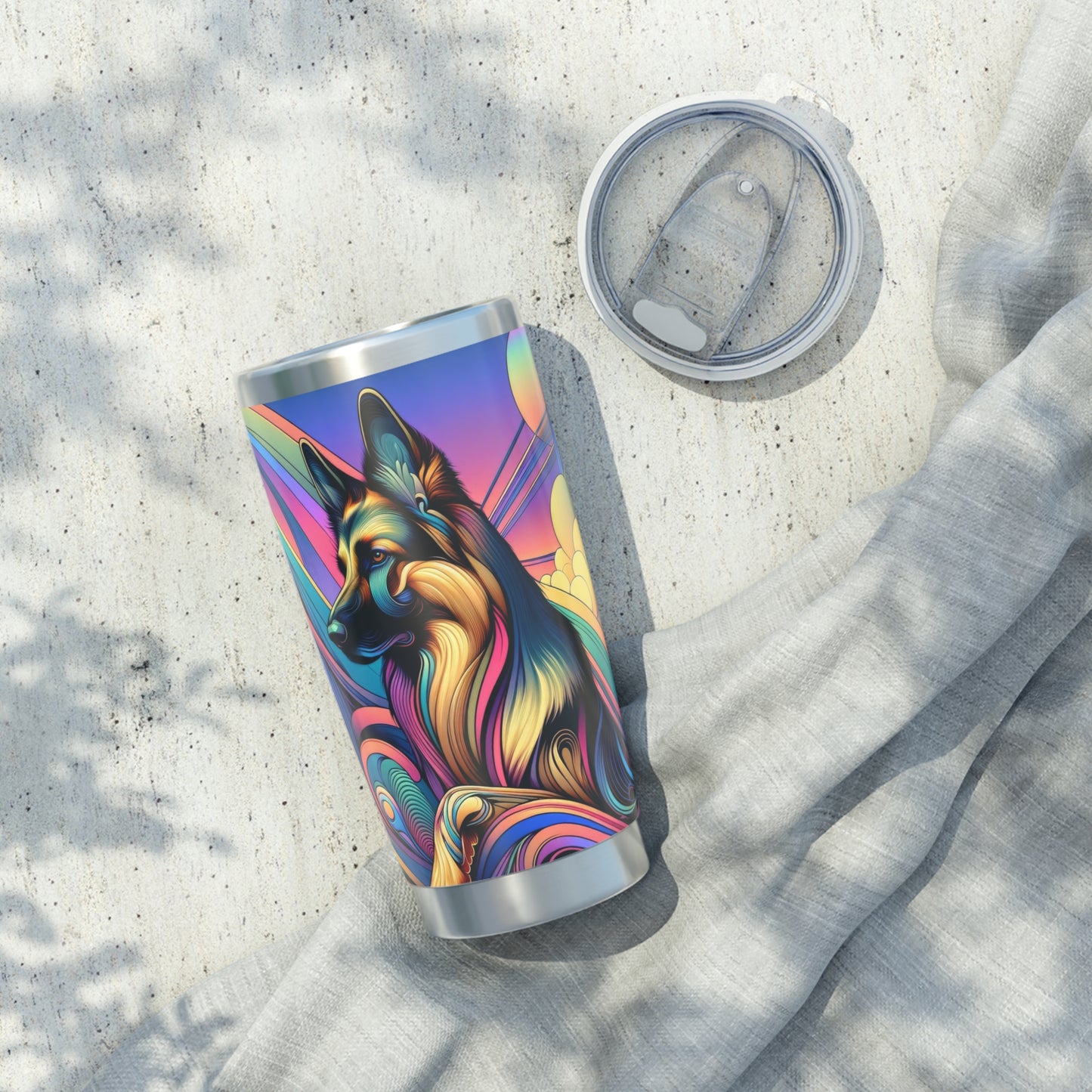 Art nouveau and vaporwave German Shepherd 20oz Tumbler