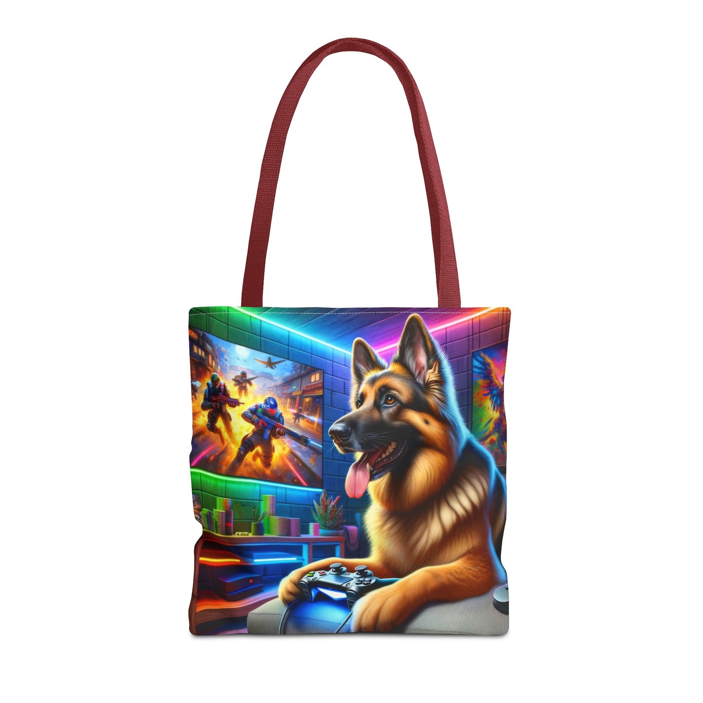 German Shepherd Playing Video Games Tote Bag