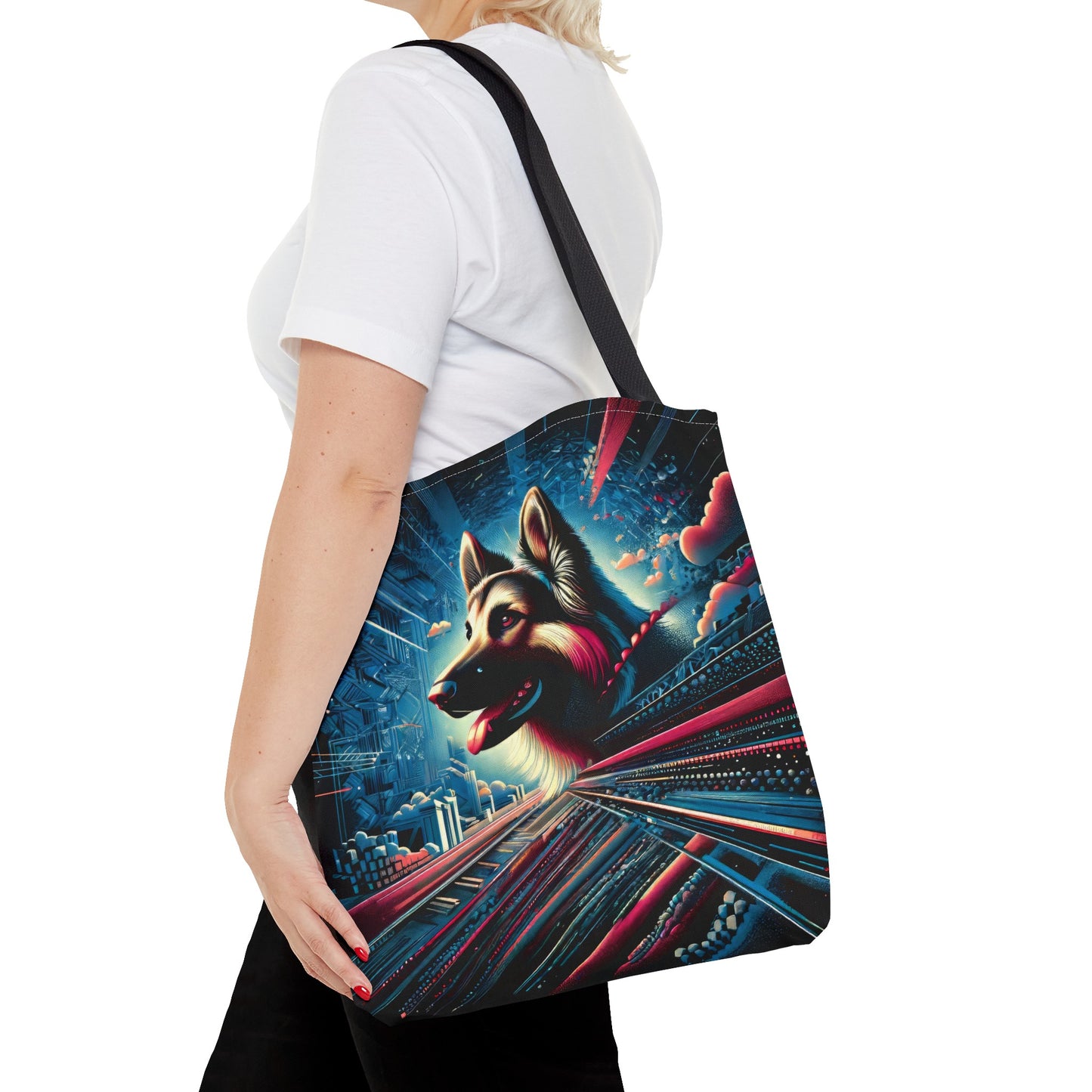 Futurism and gothic German Shepherd Tote Bag