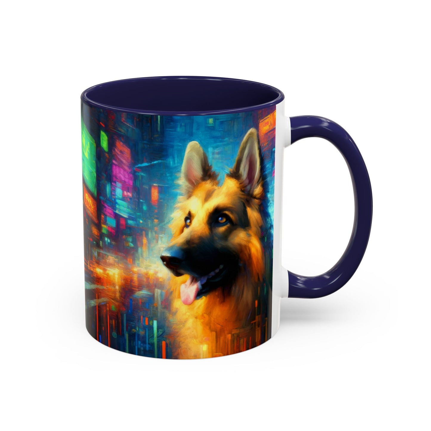 Impressionism meets cyberpunk German Shepherd Coffee Mug