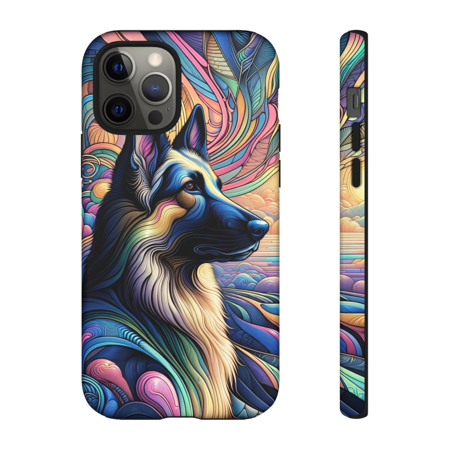 Art nouveau and vaporwave German Shepherd Phone Case