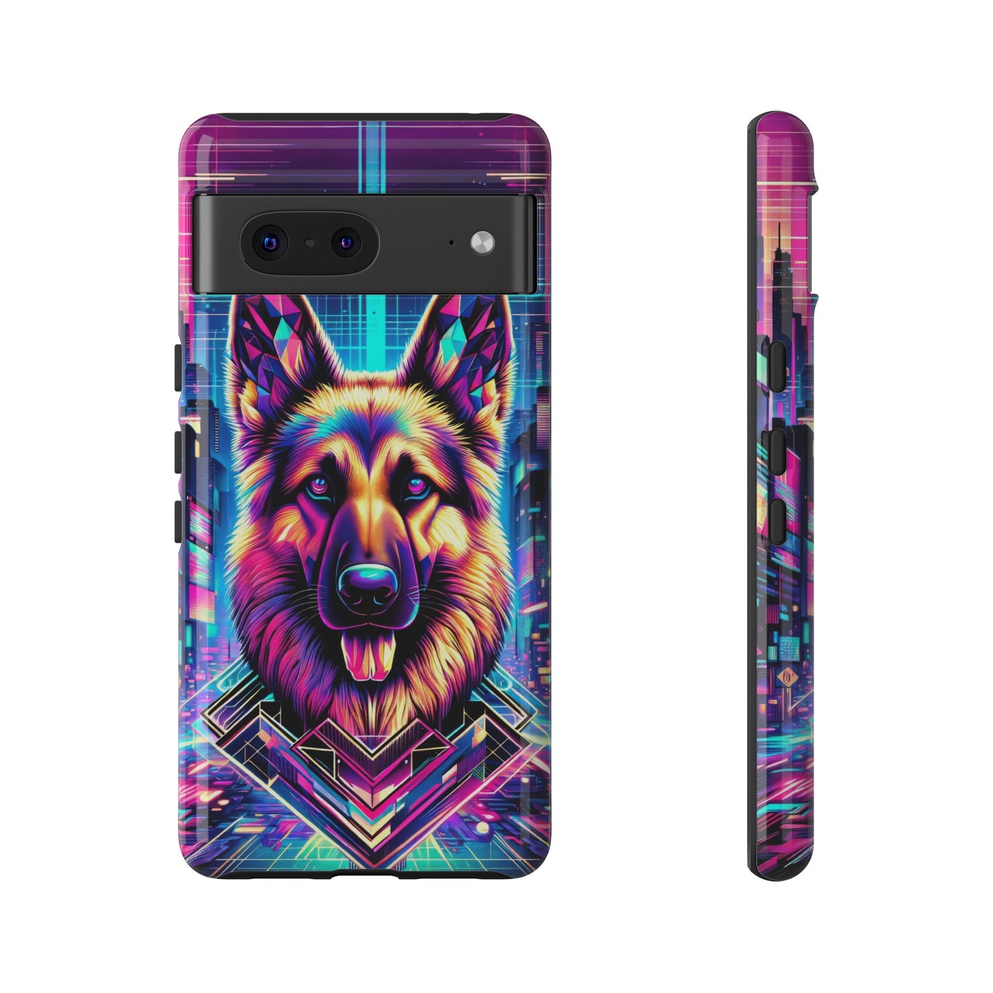 Glitch art German Shepherd Phone Case