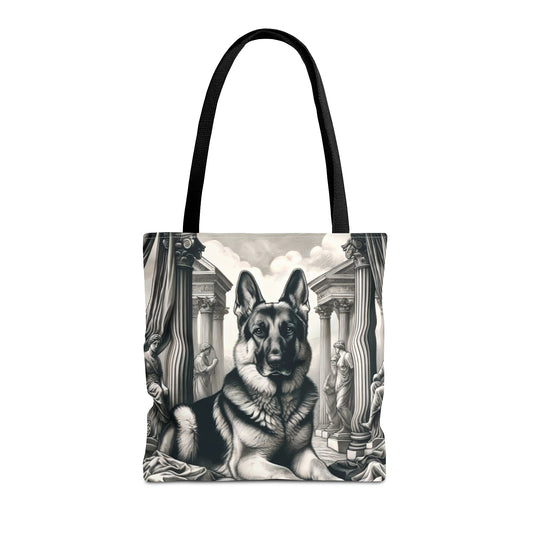 Etching and greco-roman German Shepherd Tote Bag