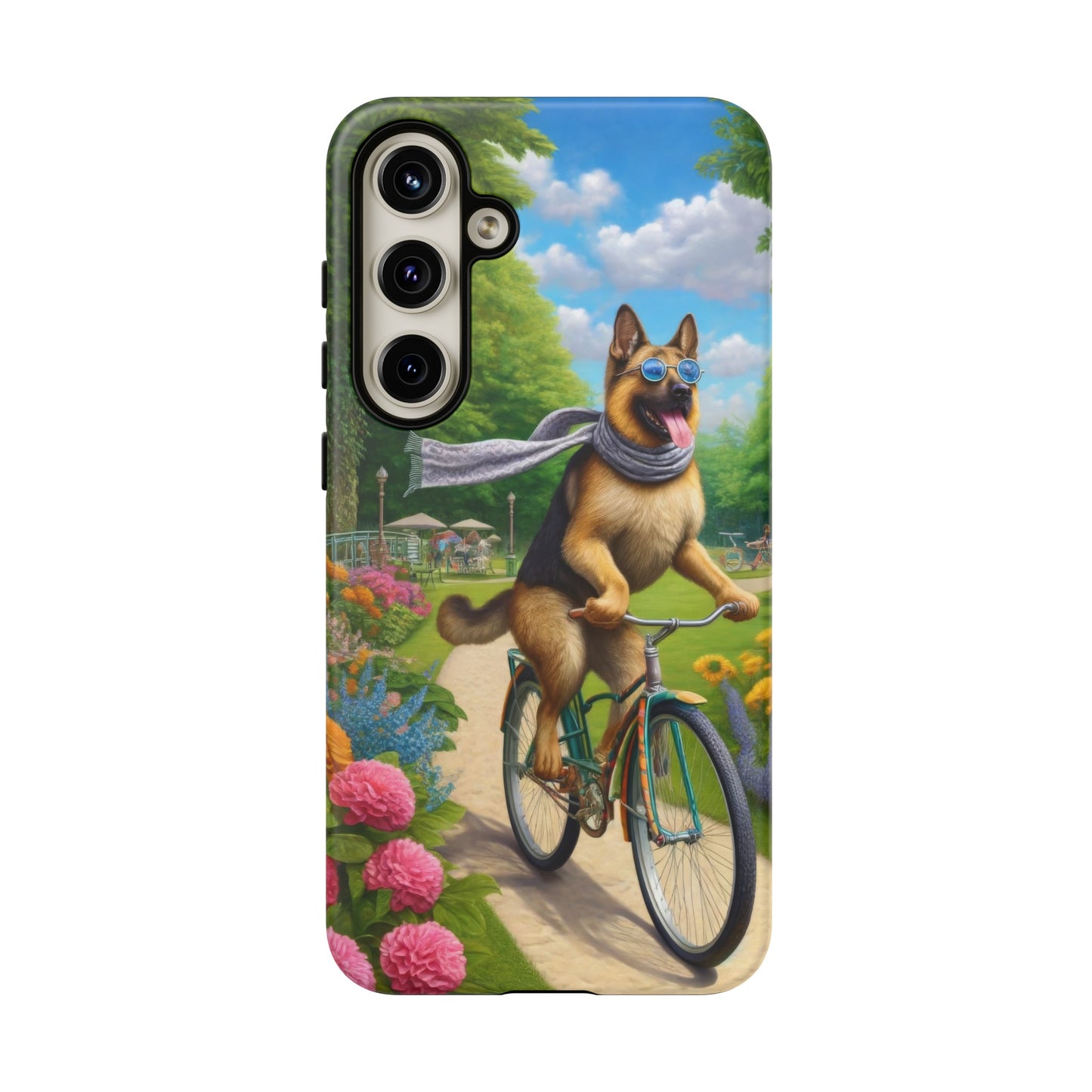 German Shepherd Riding a Bicycle Phone Case