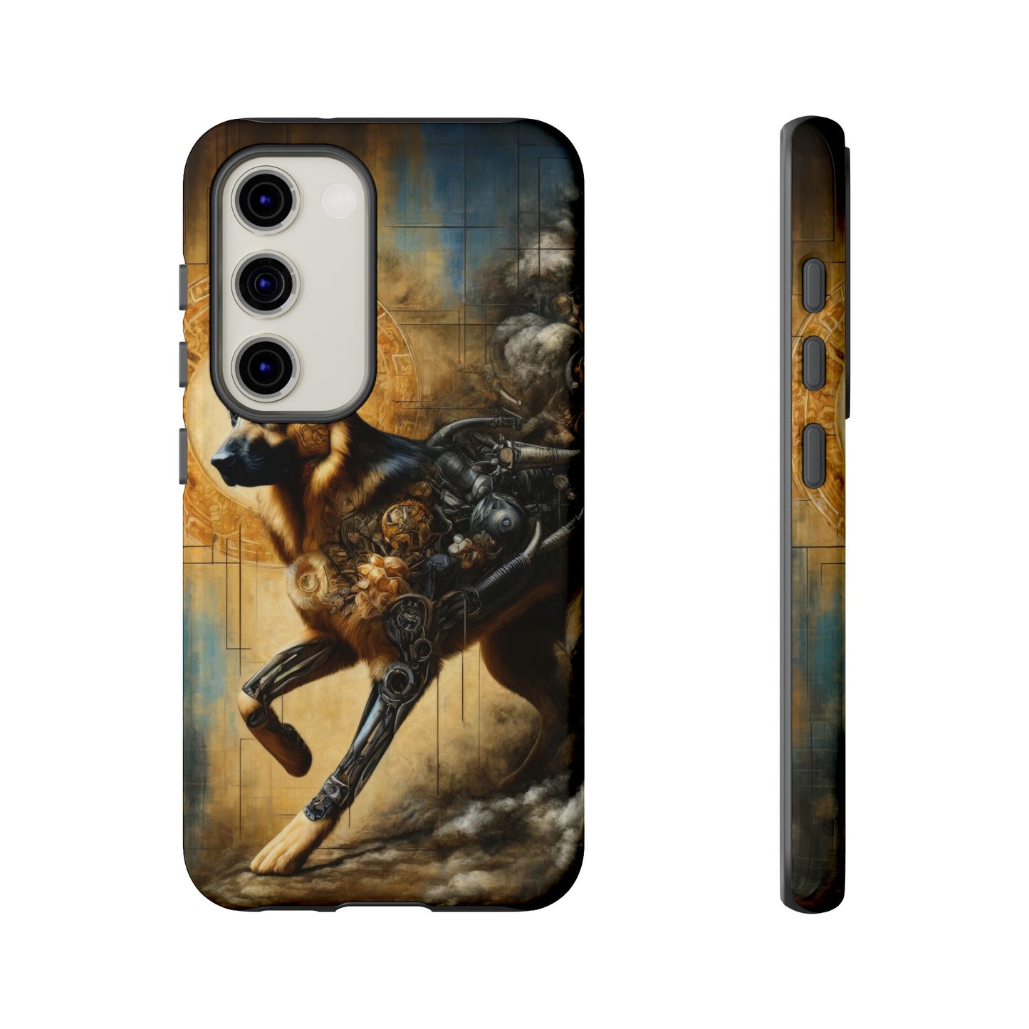 Byzantine, charcoal, and cybernetic German Shepherd Phone Case