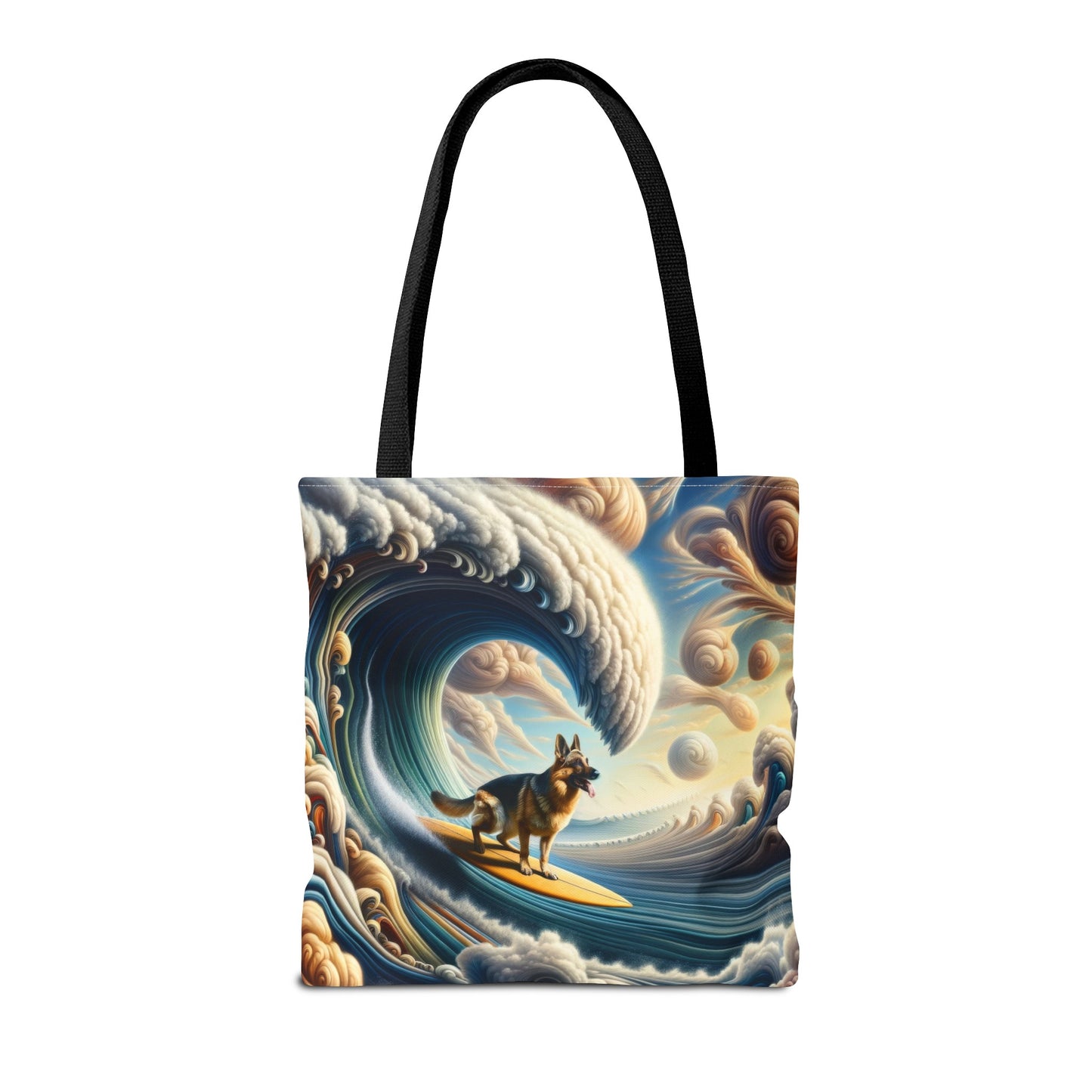 German Shepherd Surfing Tote Bag