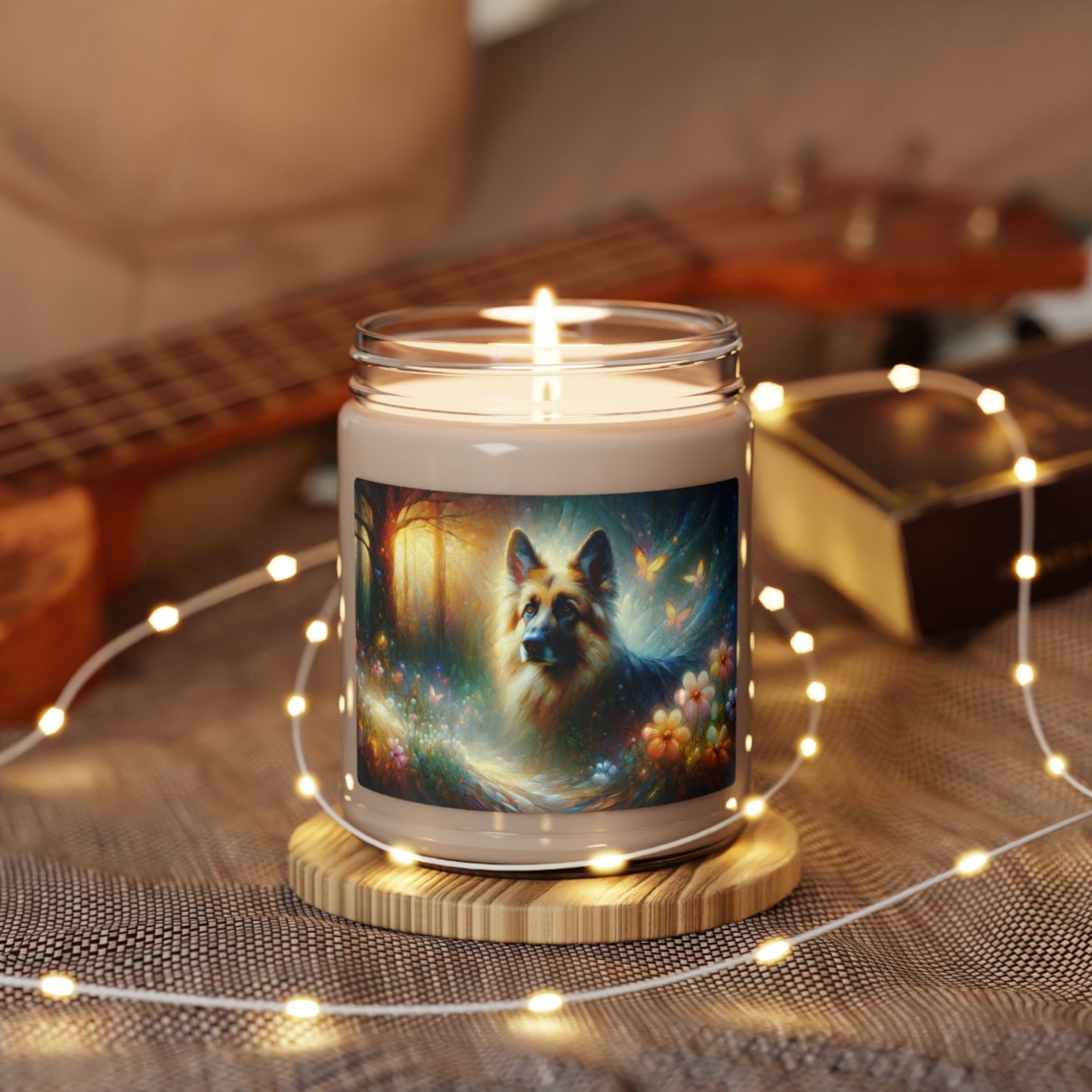 Fairy tale and impressionism German Shepherd Scented Soy Candle, 9oz