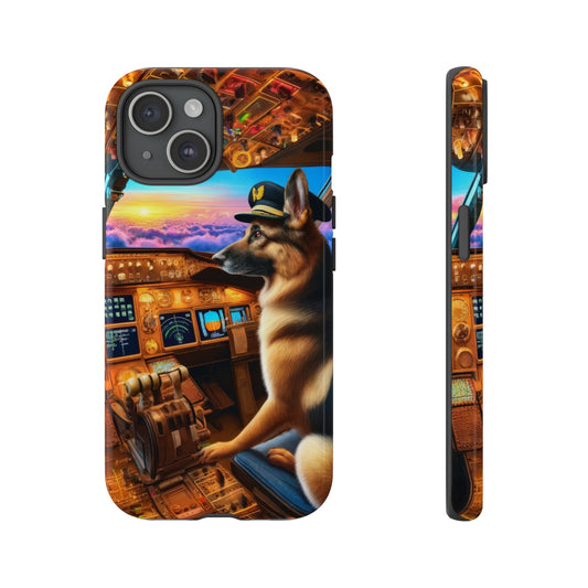 German Shepherd Flying an Airplane Phone Case