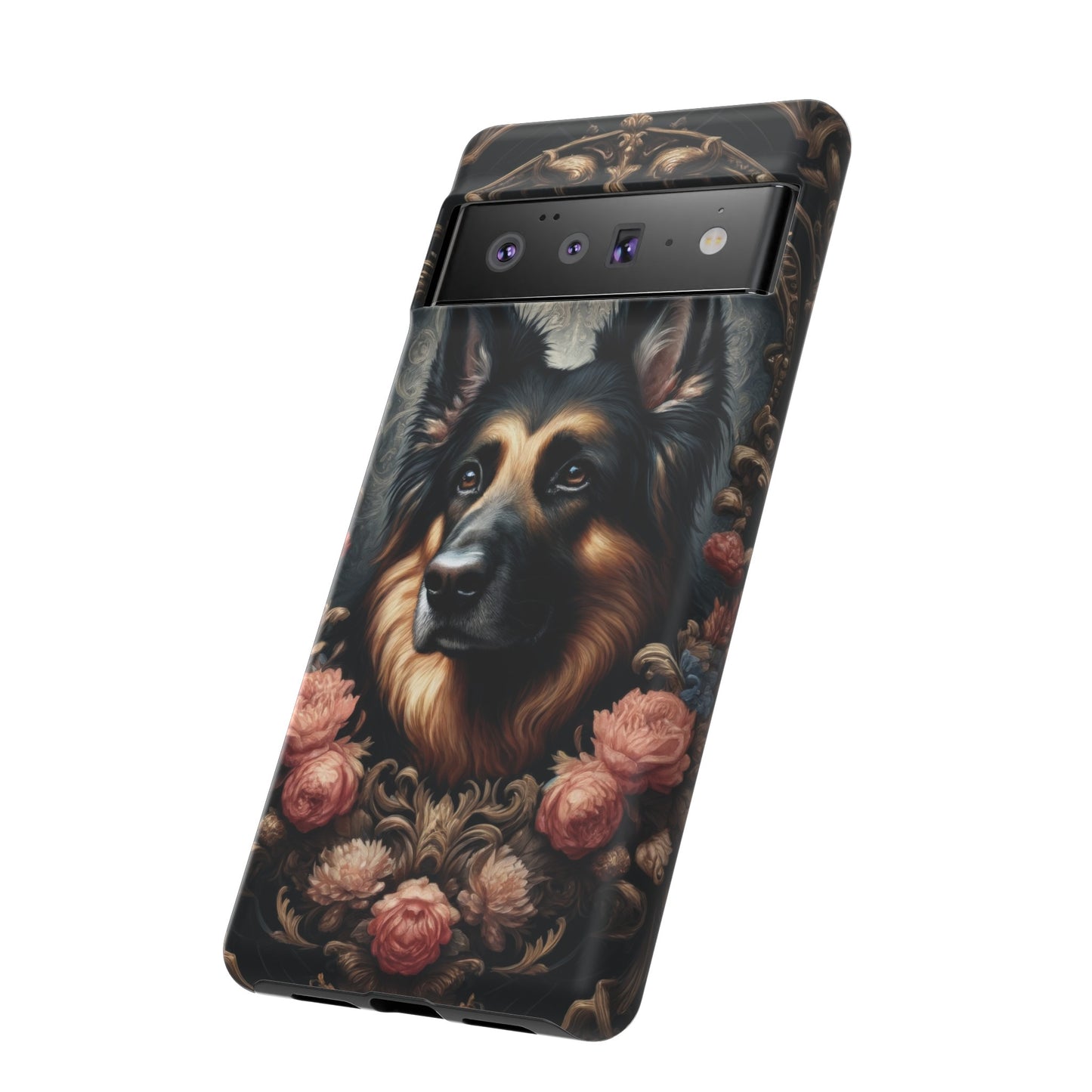 Gothic, high angle German Shepherd Phone Case