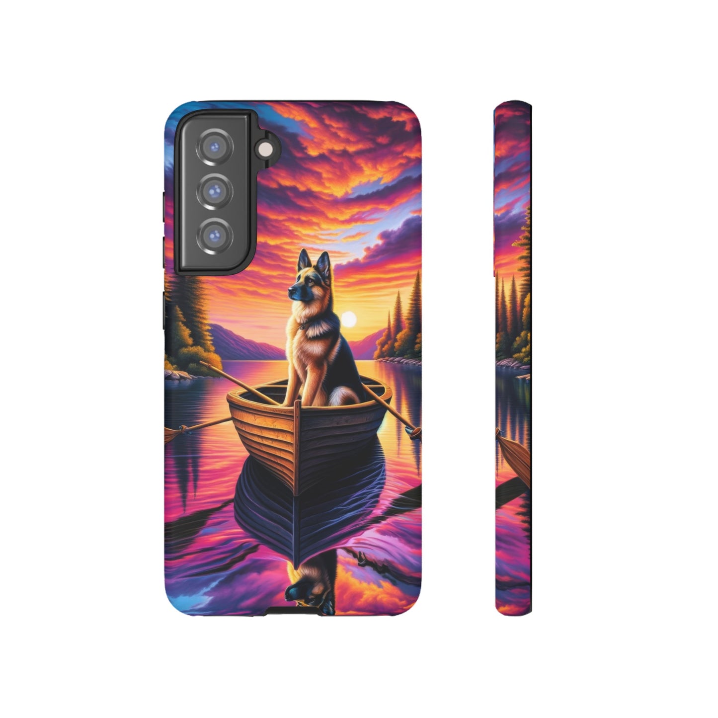 German Shepherd Rowing a boat Phone Case