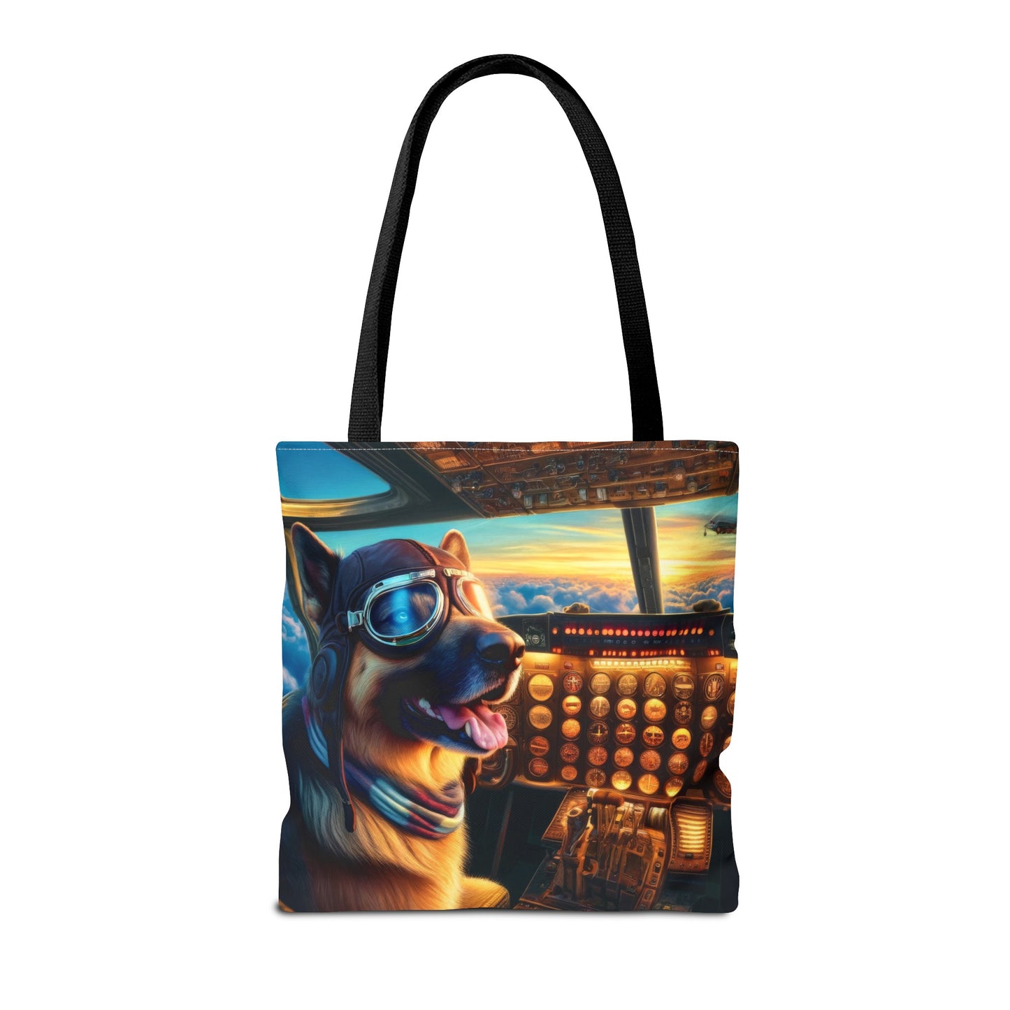 German Shepherd Flying an Airplane Tote Bag