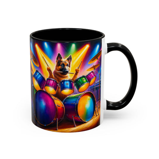 German Shepherd Playing Drums Coffee Mug