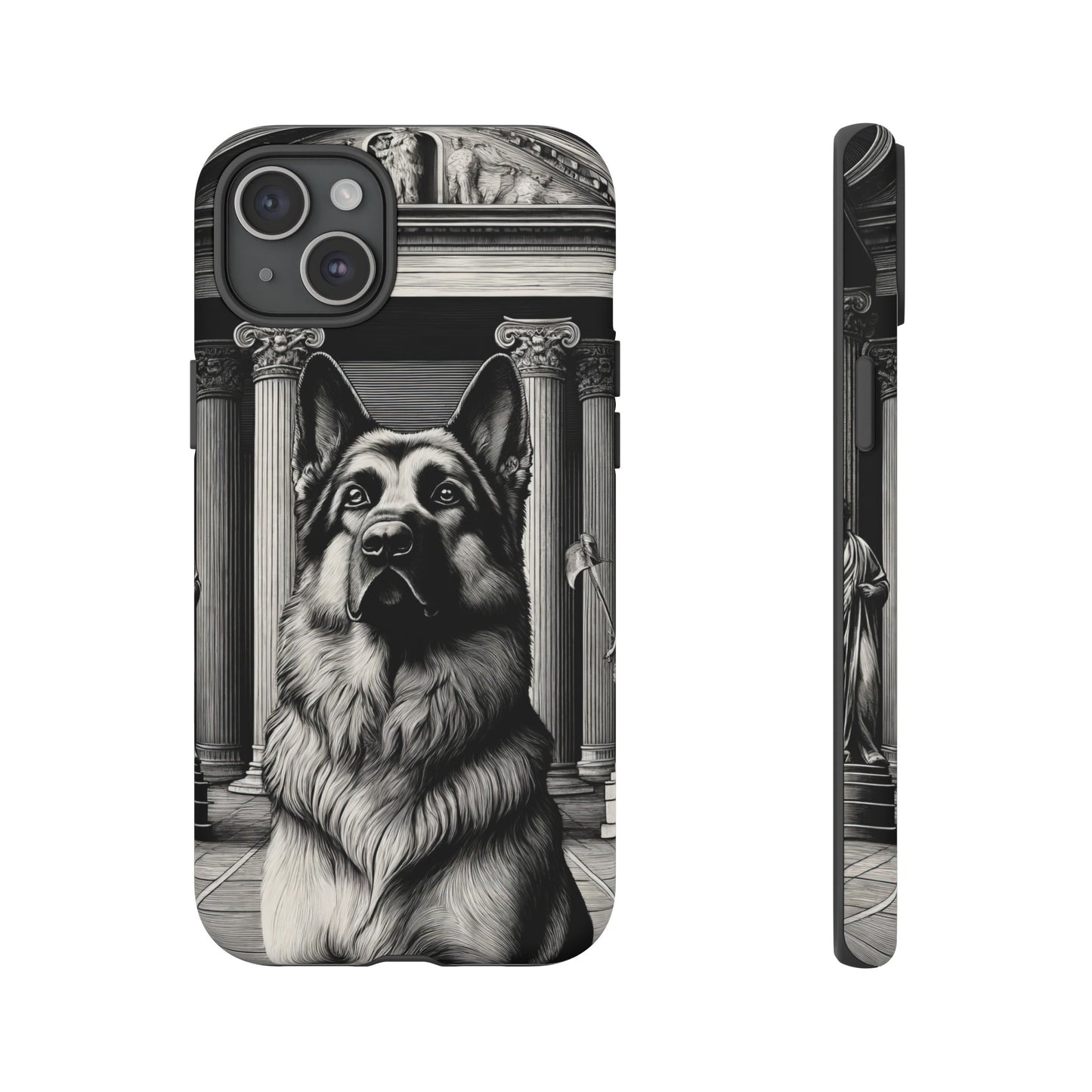 Etching and greco-roman German Shepherd Phone Case