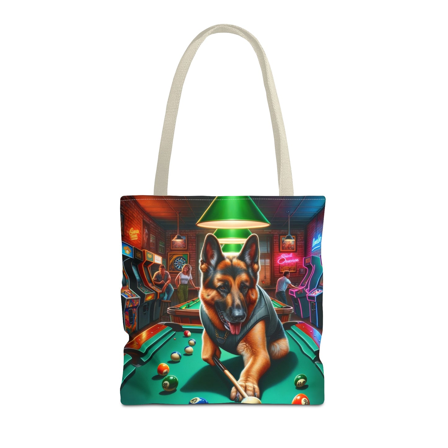 German Shepherd Playing Pool Tote Bag