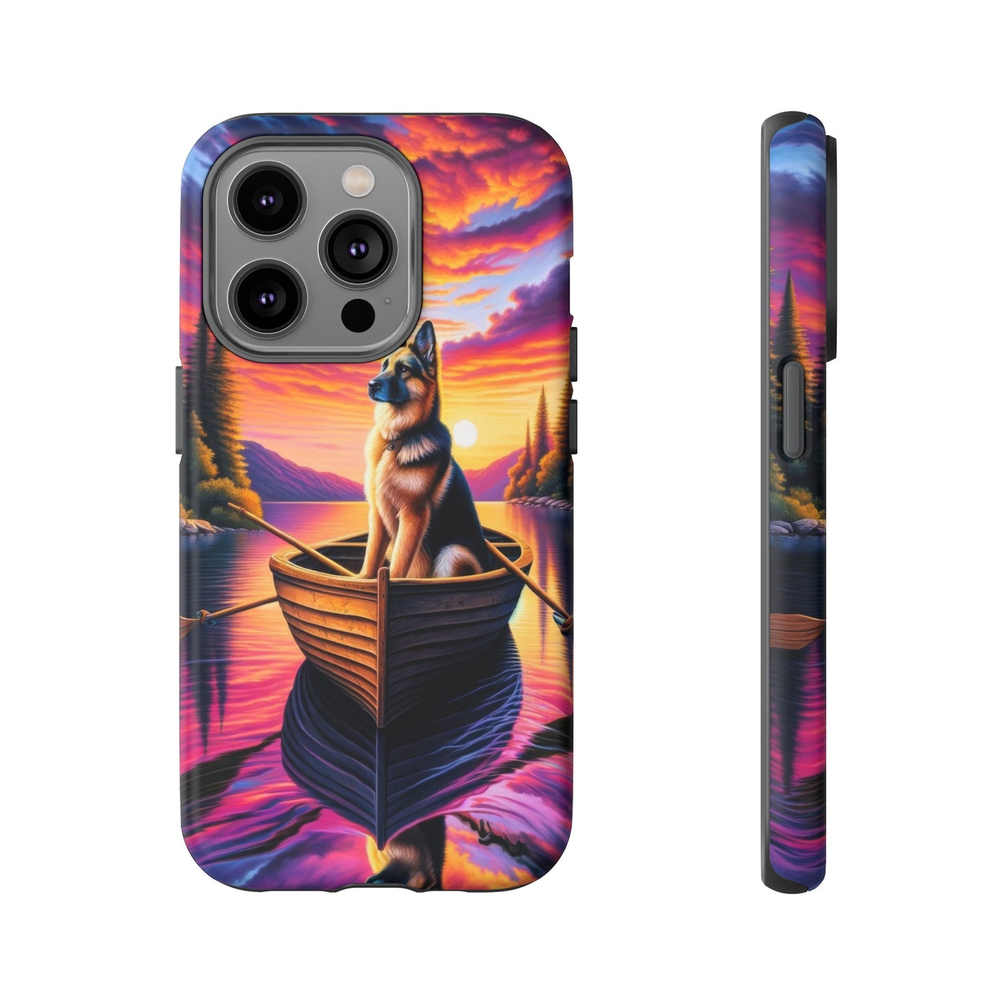 German Shepherd Rowing a boat Phone Case