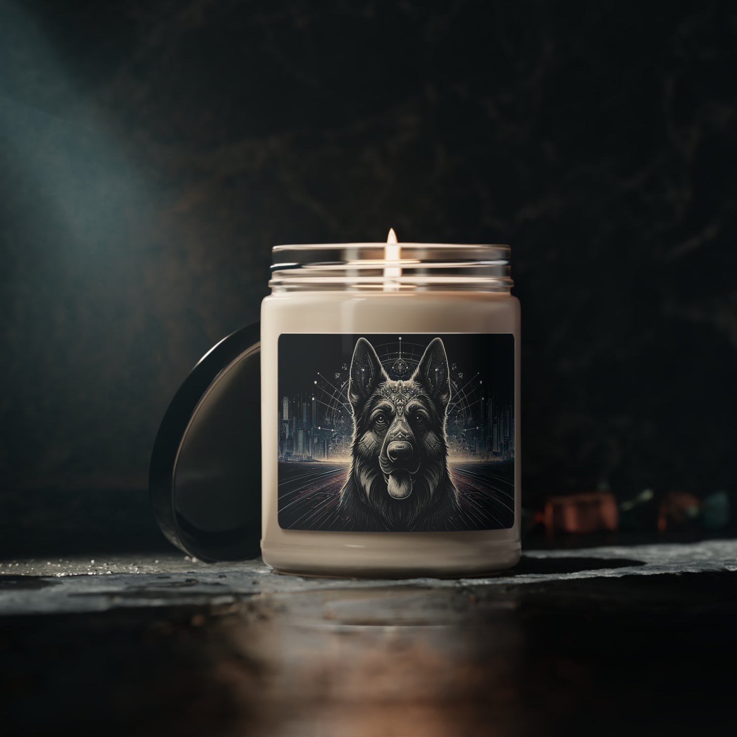 Futuristic German Shepherd Scented Soy Candle, 9oz