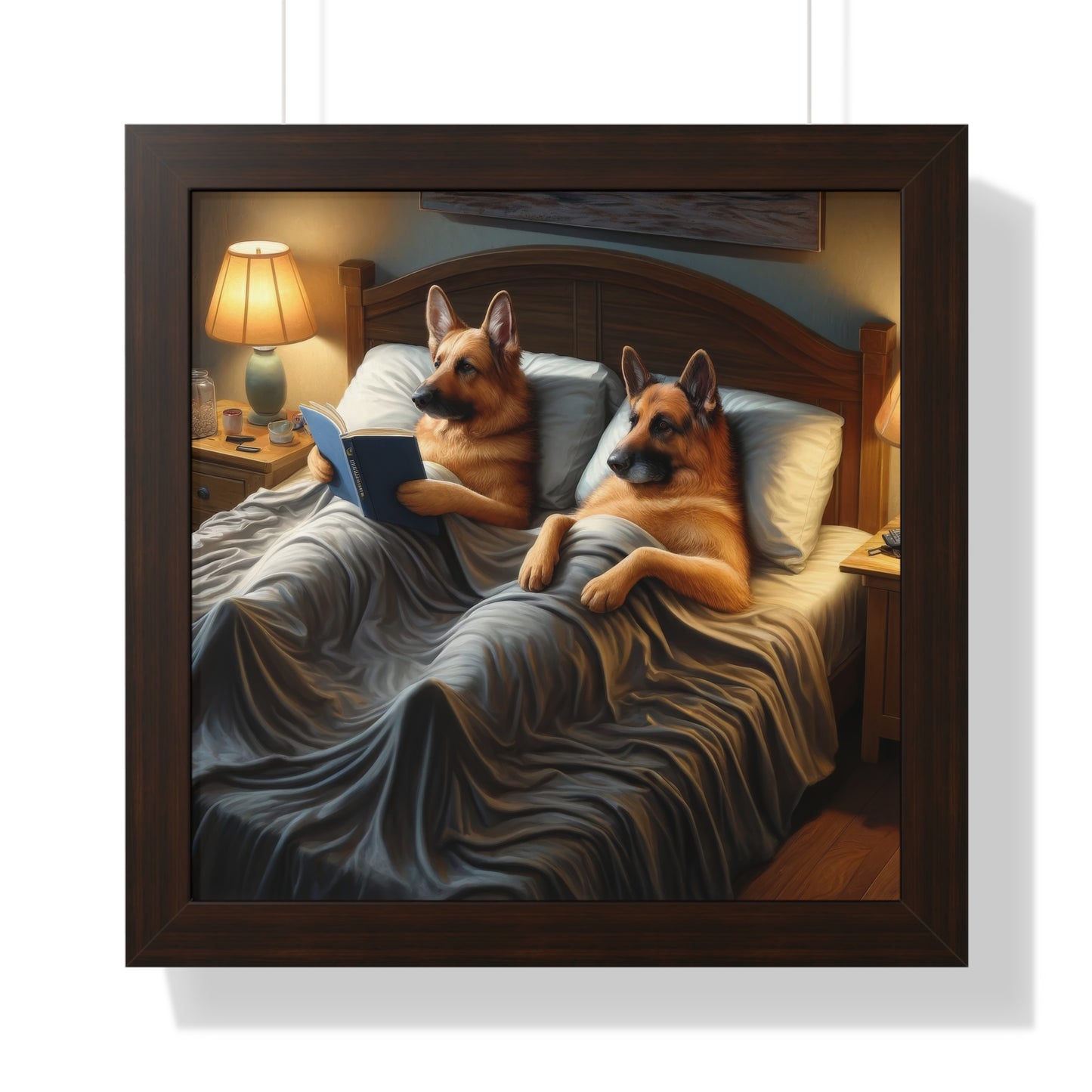 Sleeping German Shepherds Framed Poster Painting 16x16