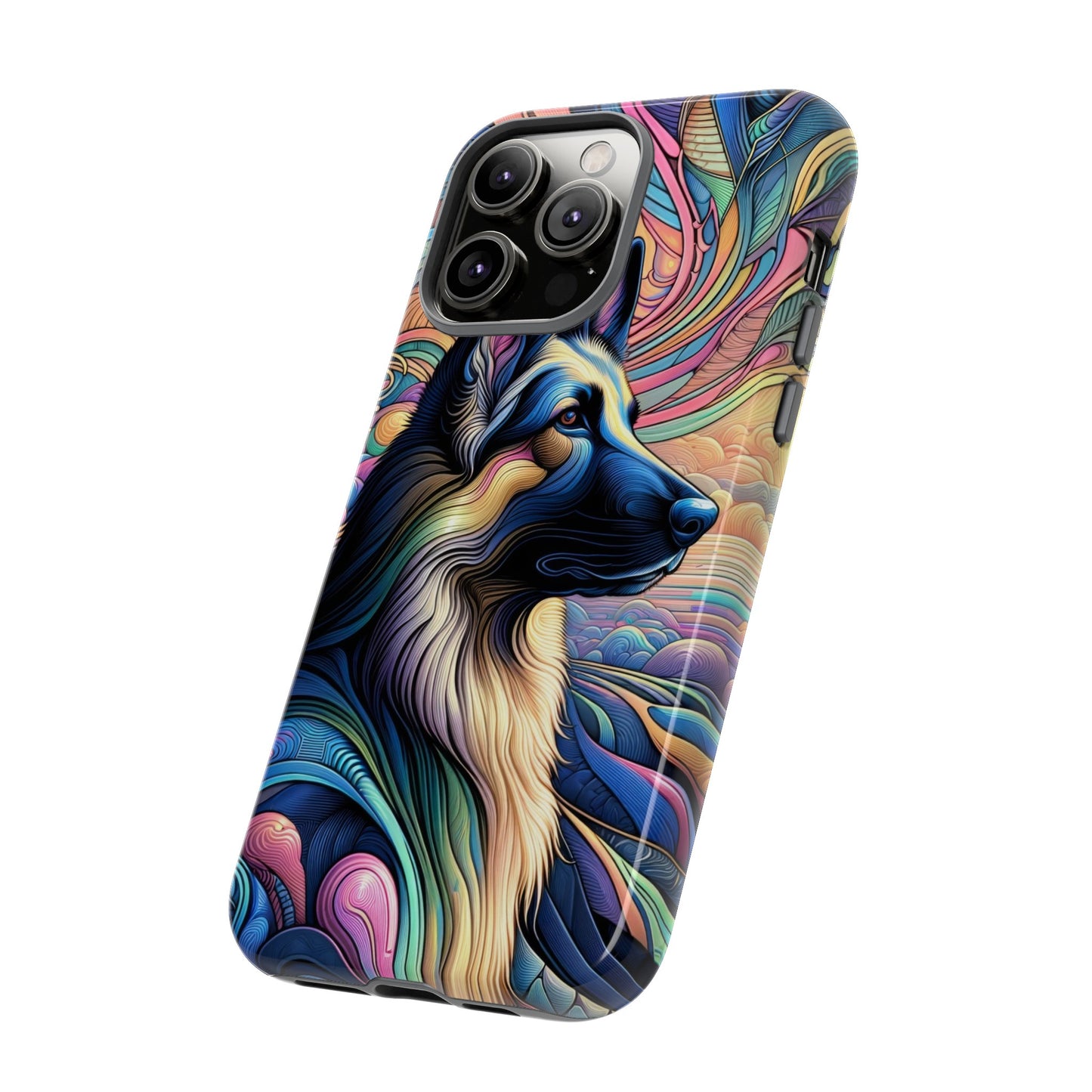 Art nouveau and vaporwave German Shepherd Phone Case