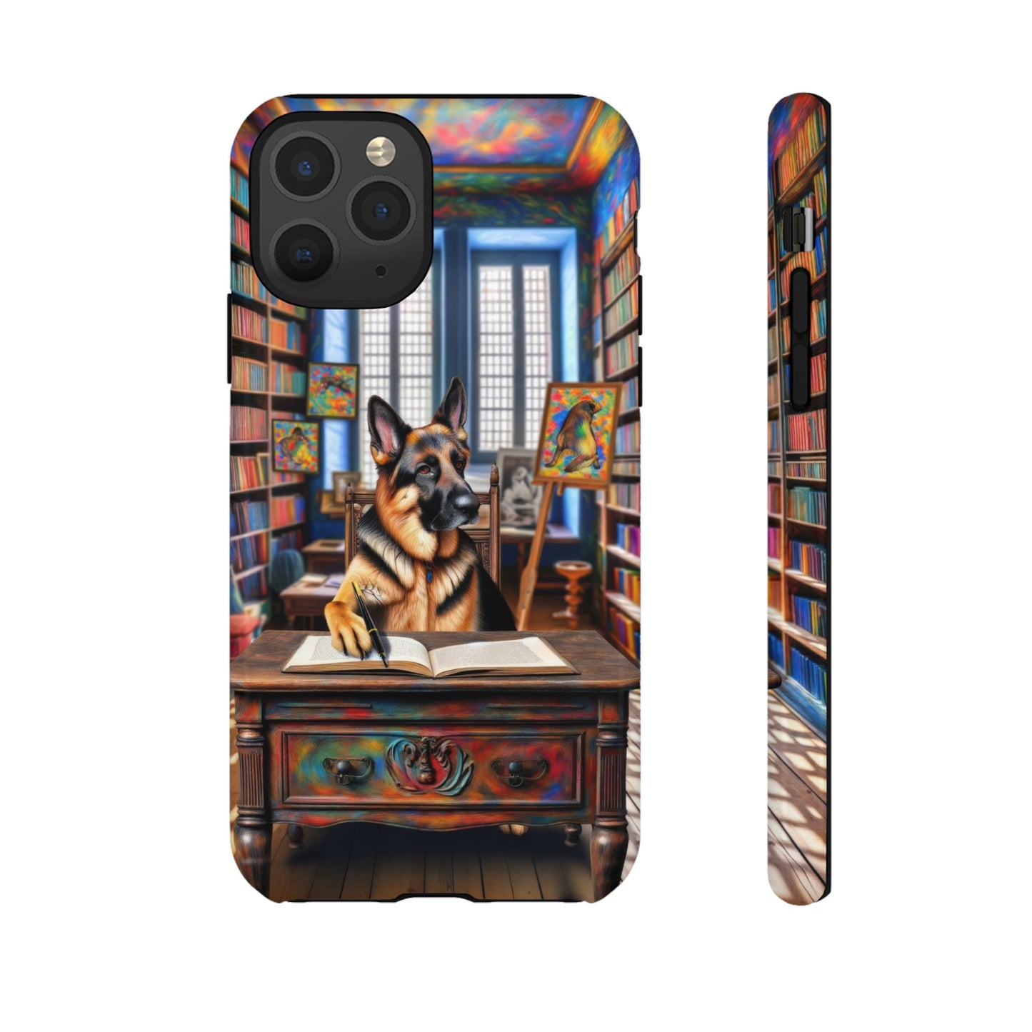 German Shepherd Writing a Book Phone Case