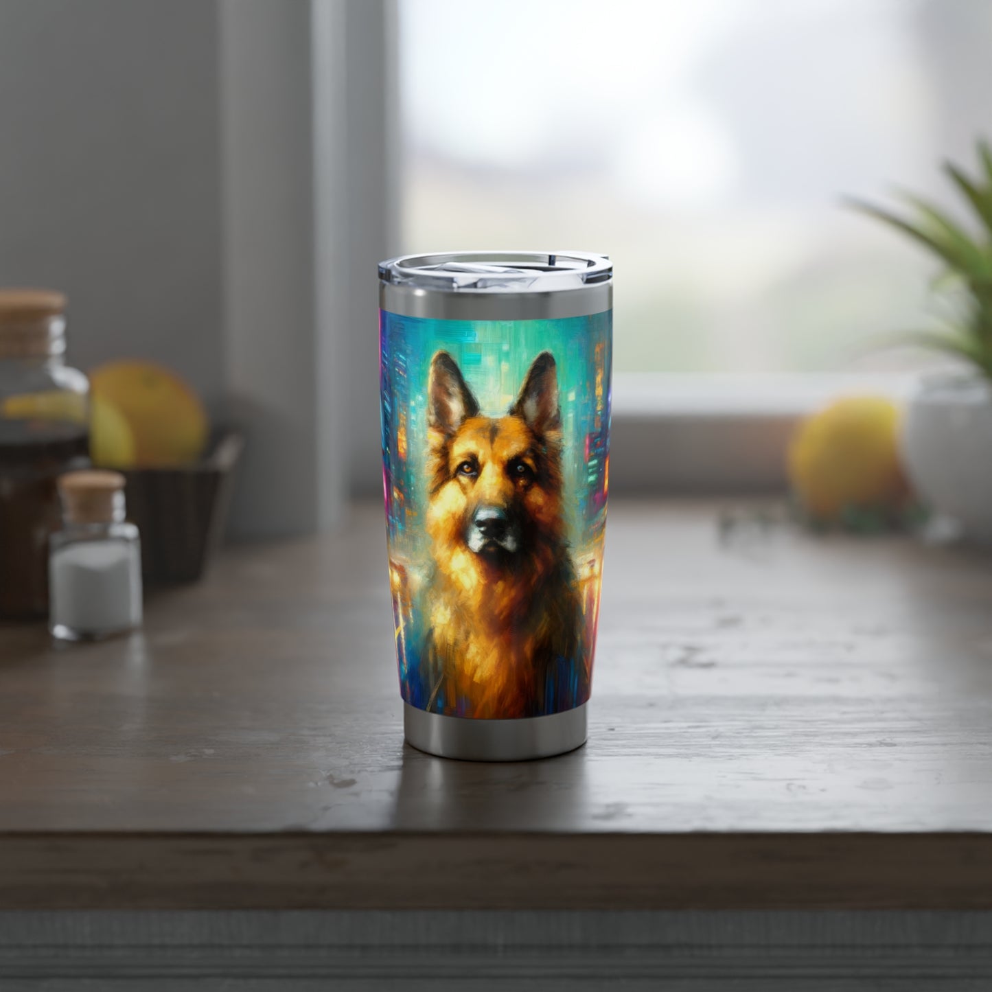 Impressionism meets cyberpunk German Shepherd 20oz Tumbler